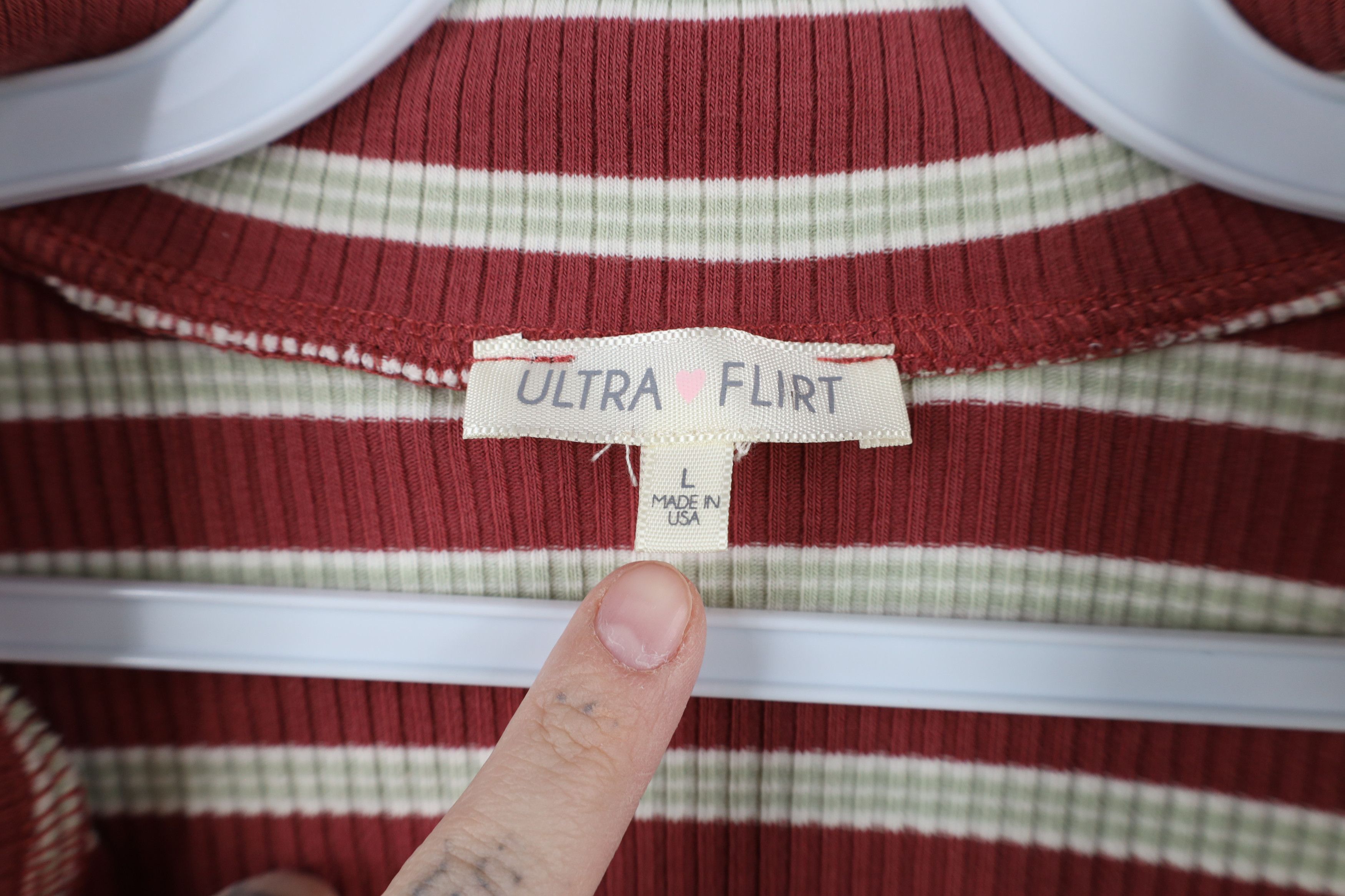 Vintage Vintage Y2K Babydoll Ribbed Knit Polo Shirt Striped USA Size L / US 10 / IT 46 - 7 Thumbnail