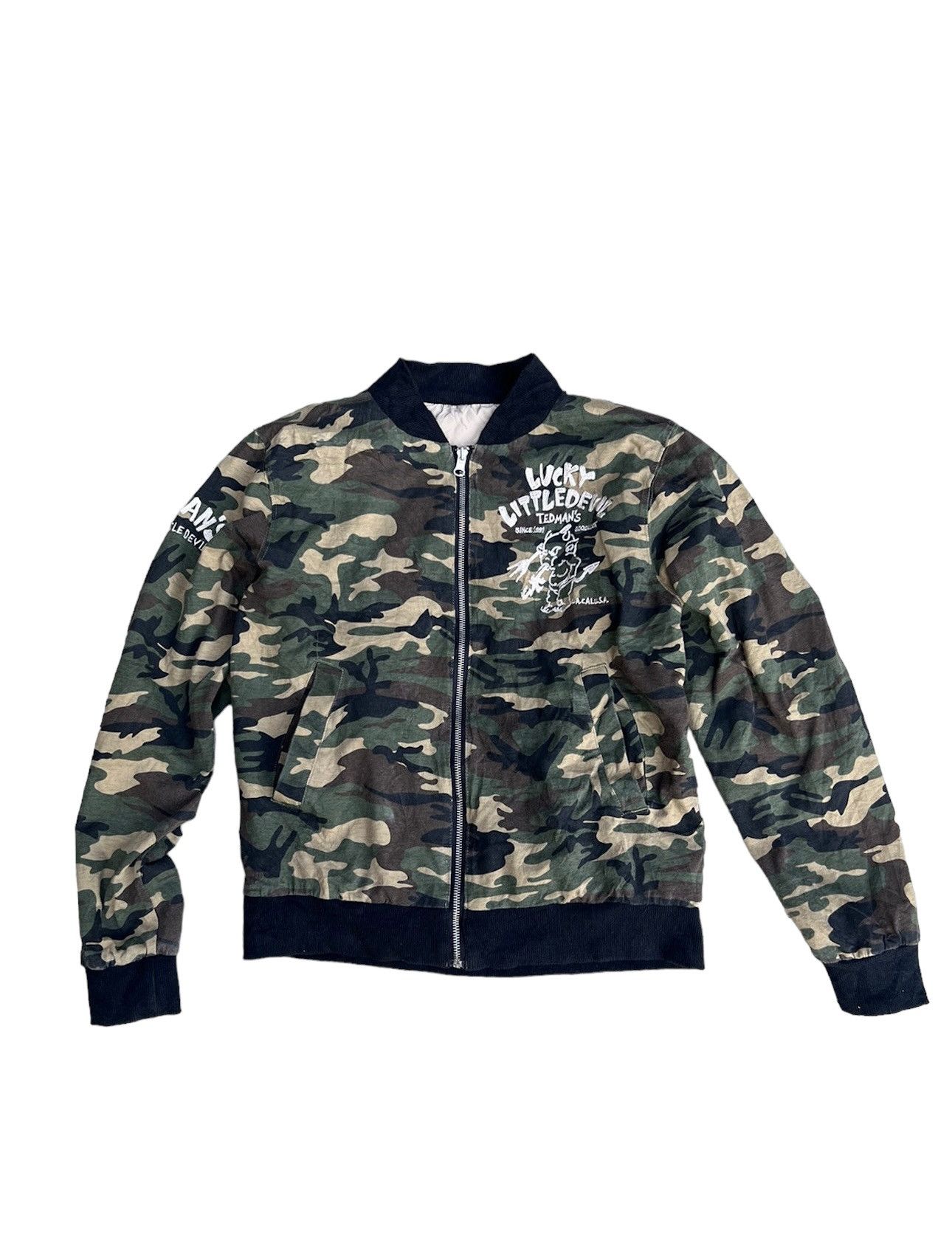 image of Vintage Tedman Us Army Varsity Jacket Reversible Camo Avirex, Men's (Size Small)