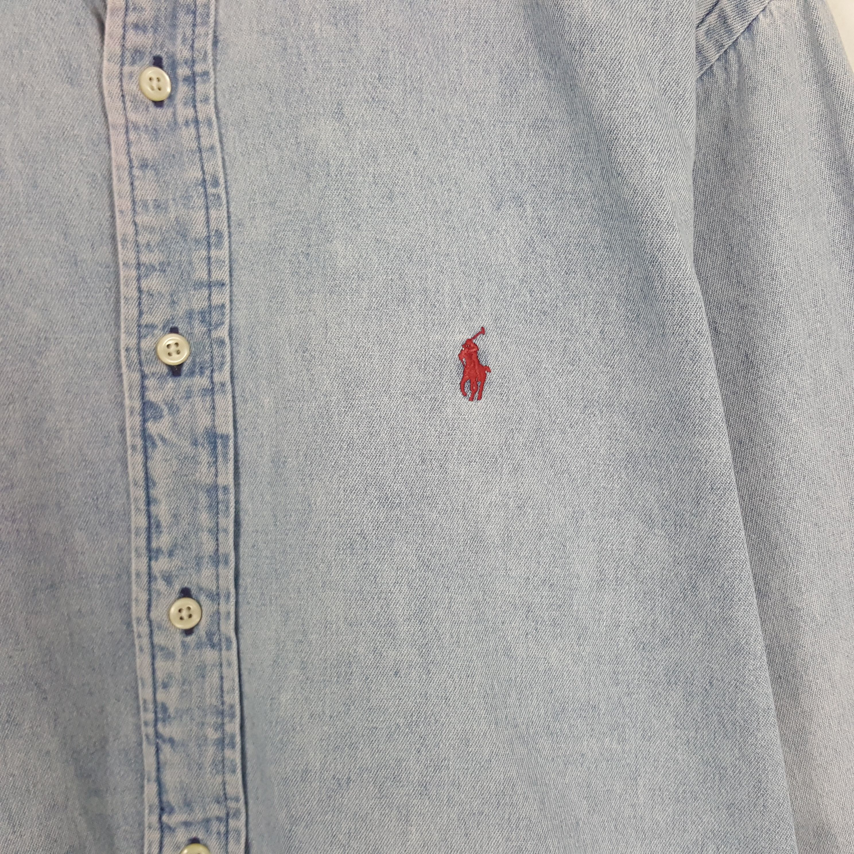 Ralph Lauren × Vintage Vintage Ralph Lauren American Brand Denim Shirt Button Up Size US XXL / EU 58 / 5 - 2 Thumbnail