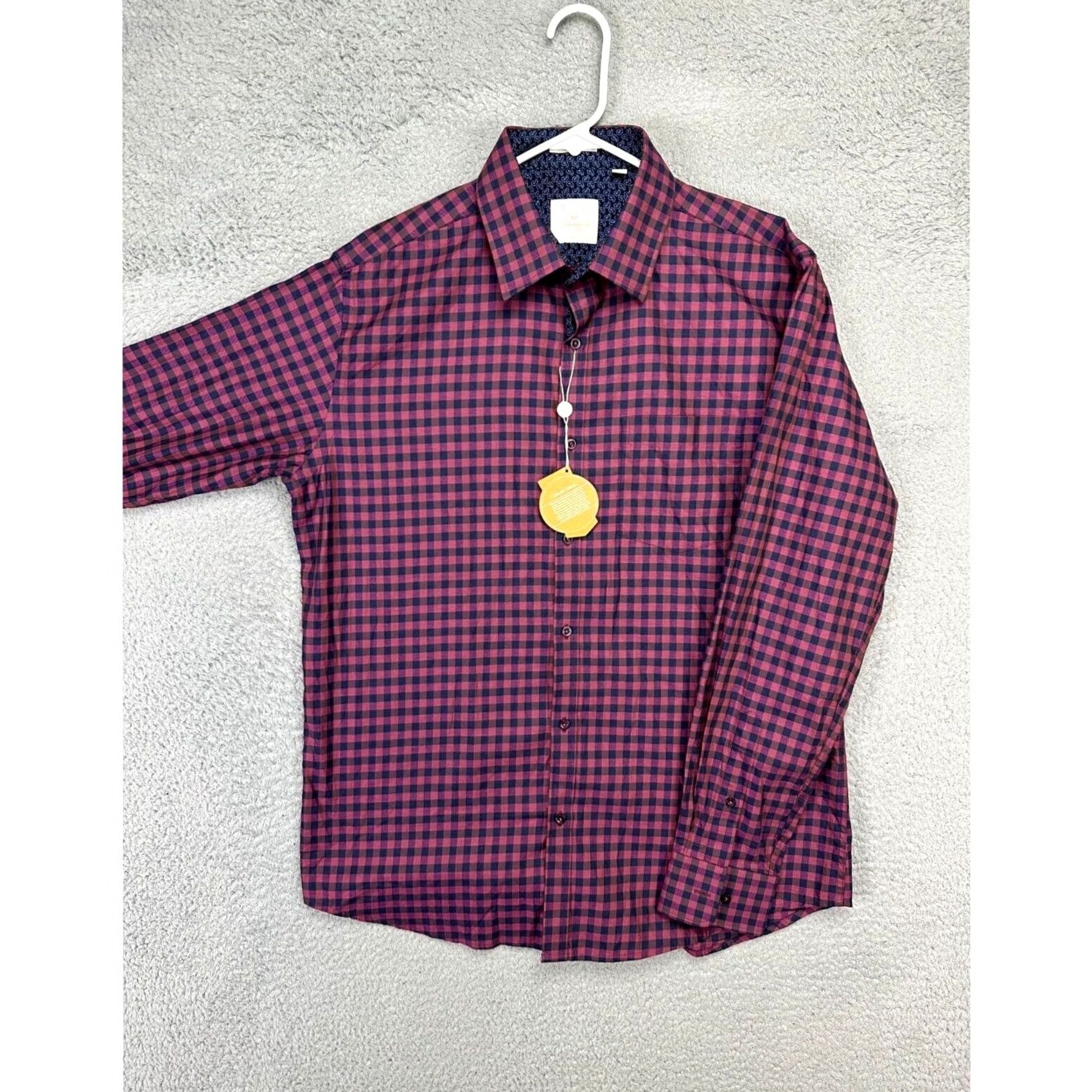 Vintage Park Avenue Shirt Mens Large 42 CM Maroon Gingham Plaid Slim Fit Button Up NEW Size US L / EU 52-54 / 3 - 3 Thumbnail