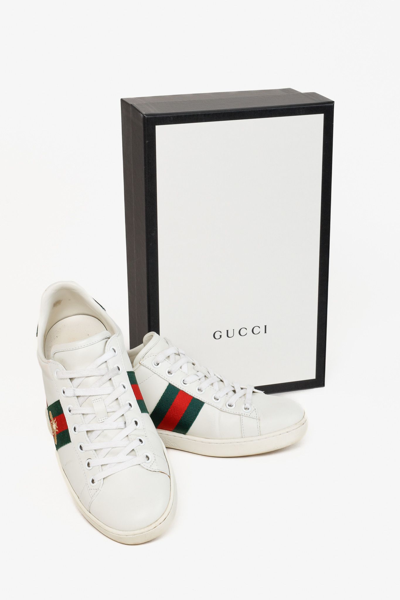 Gucci Gucci Ace Bee Womens White Leather Sneaker Size US 7 / IT 37 - 5 Thumbnail