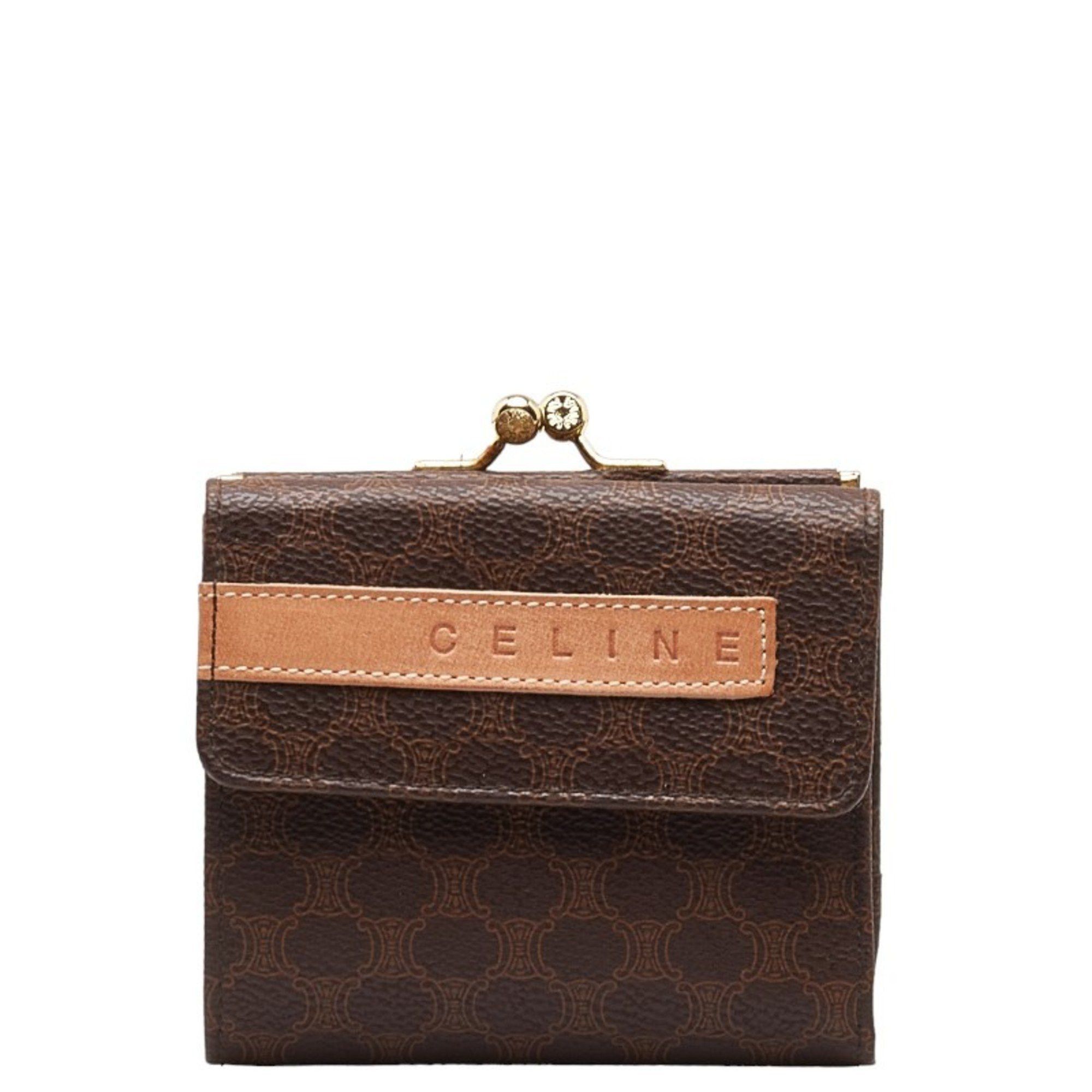 image of Celine Céline Macadam Wallet in Brown, Women's