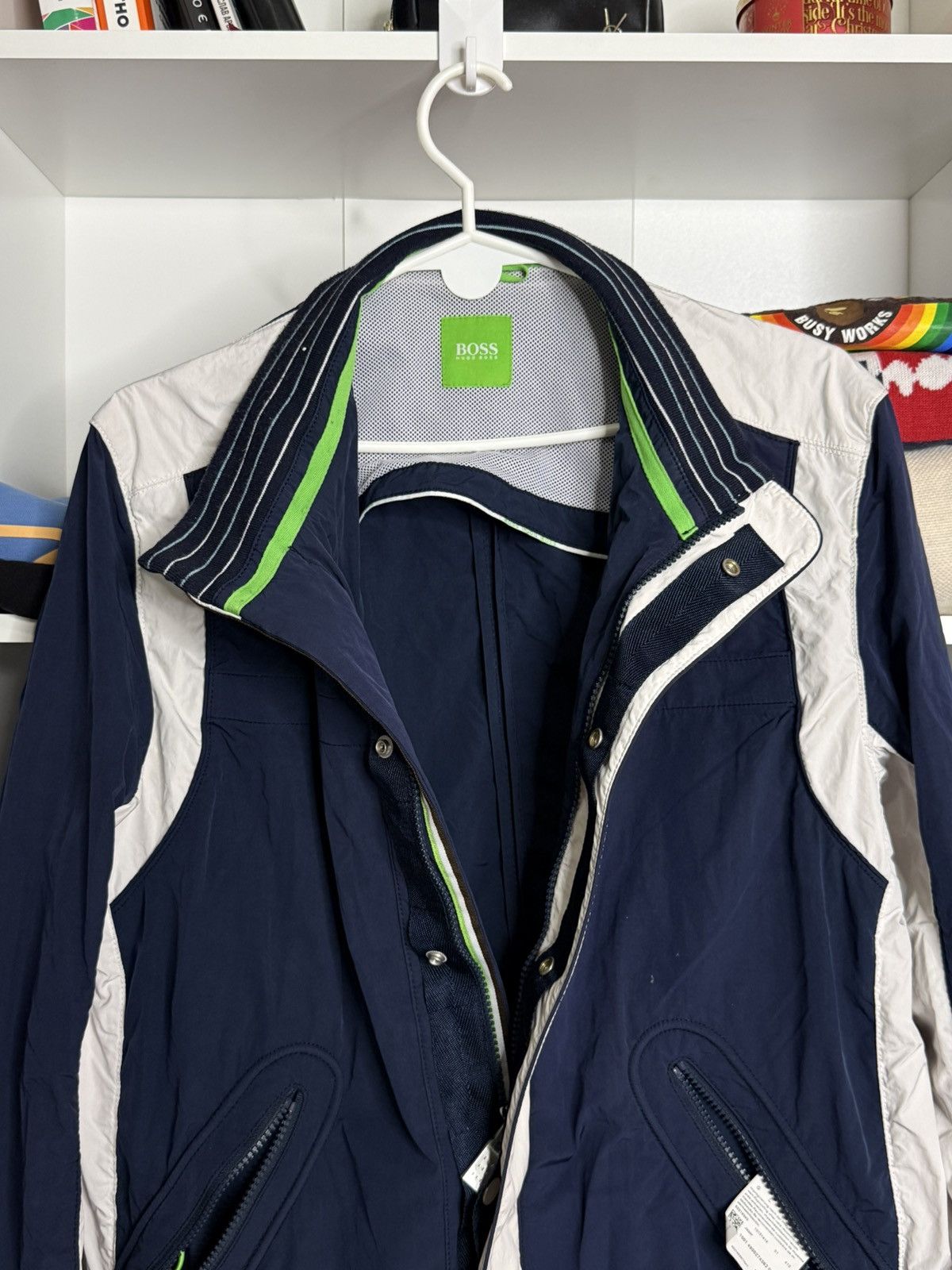 Hugo Boss Hugo Boss Blue/White Green label nylon jacket size L Size US L / EU 52-54 / 3 - 9 Thumbnail