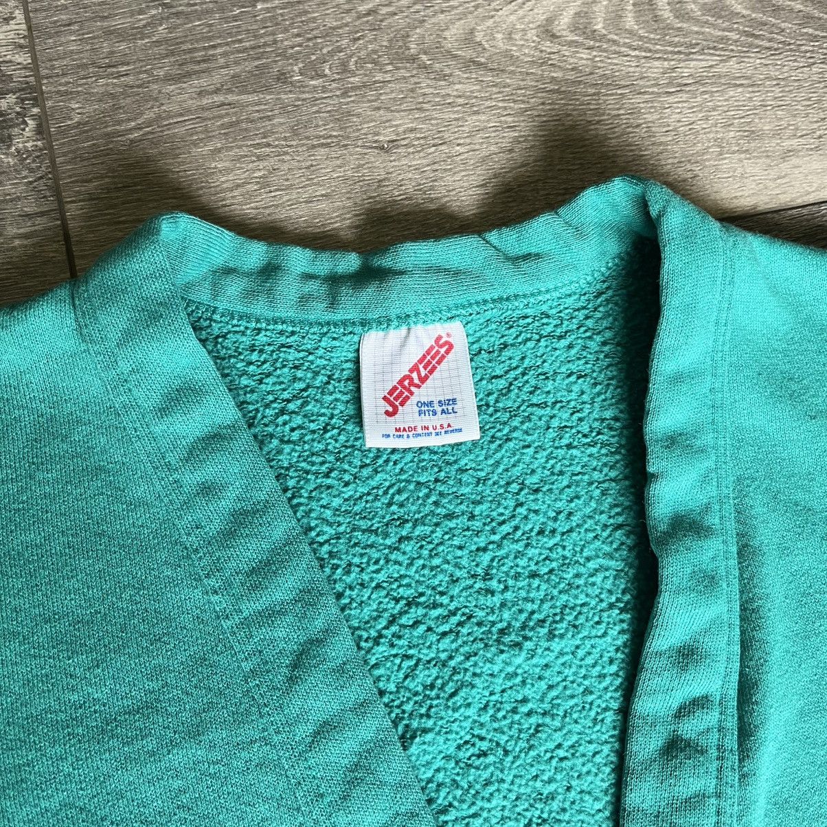 Jerzees Vintage 1990s Jerzees Blank Teal Cardigan Sweatshirt Button Size US L / EU 52-54 / 3 - 3 Thumbnail