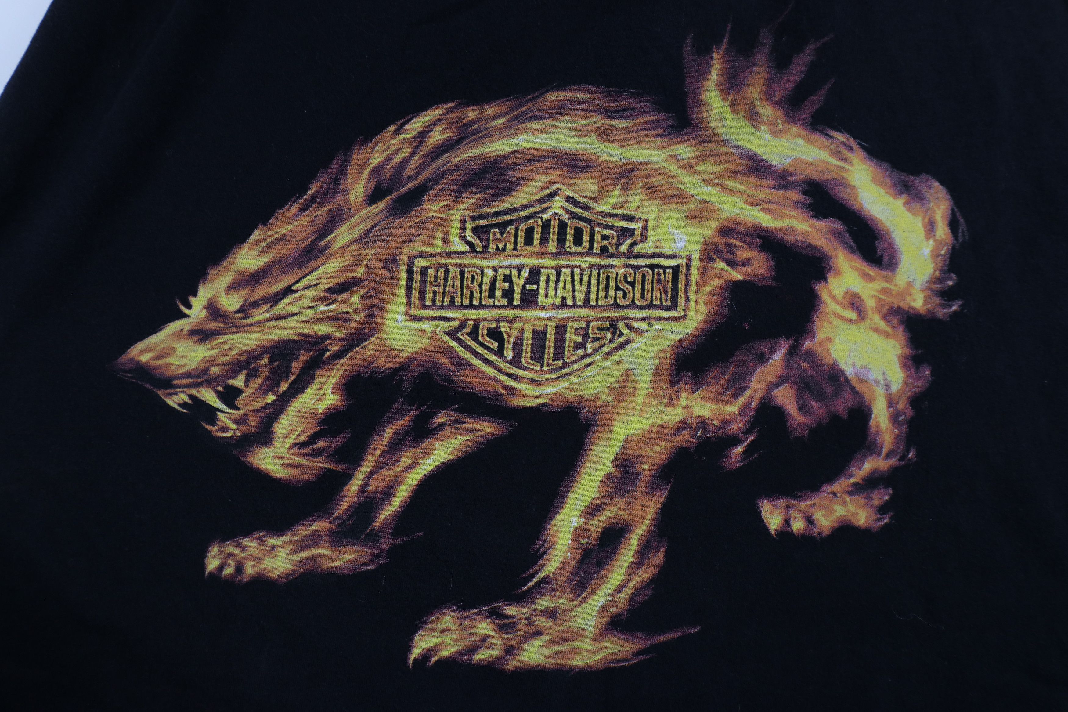 Harley Davidson × Vintage Vintage Y2K Harley Davidson Flames Wolf Short Sleeve T-Shirt Size US XXL / EU 58 / 5 - 4 Thumbnail
