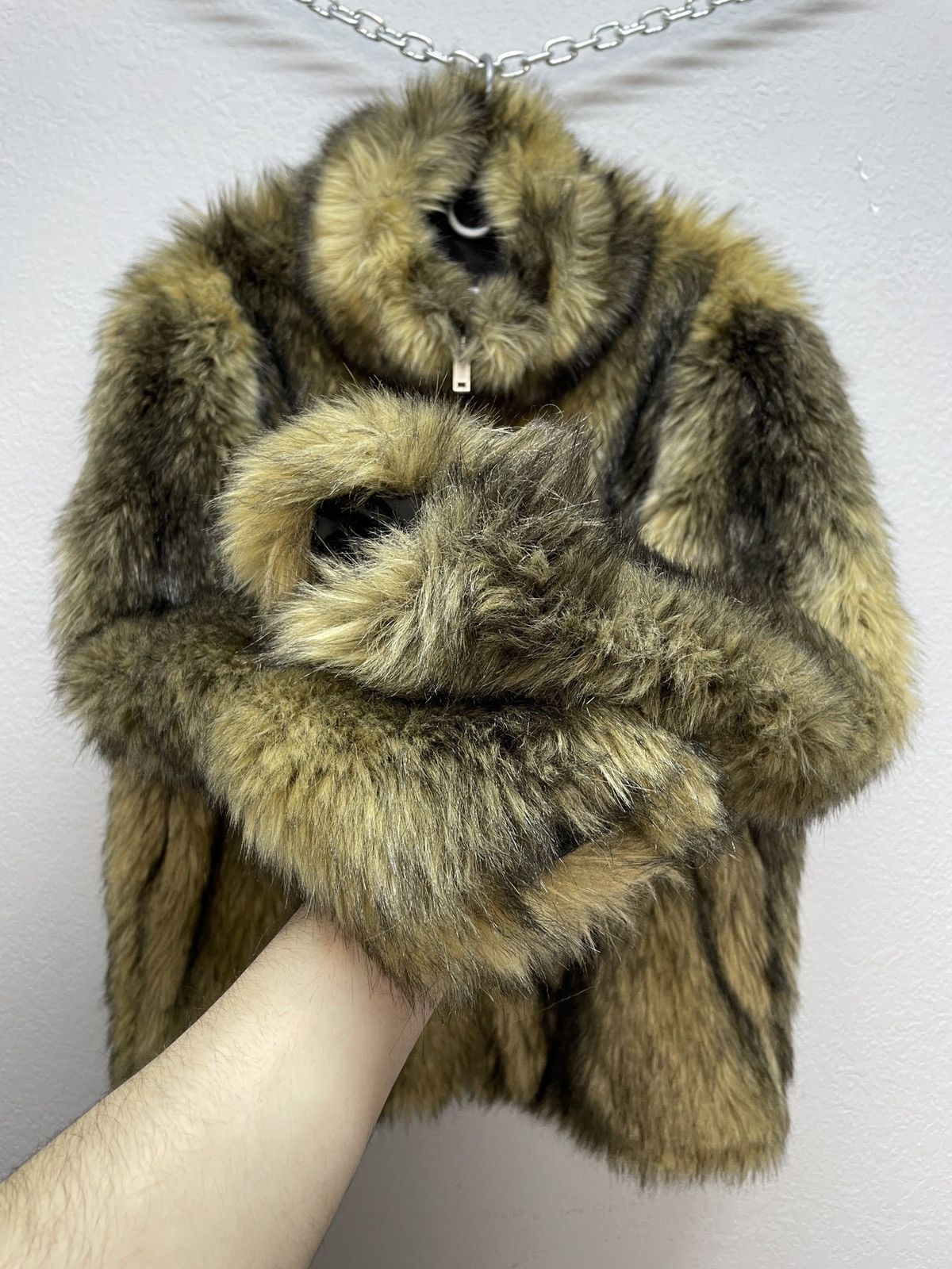 80s vintage real fur boa y2k jacket Vintage 80s Silver and Grey