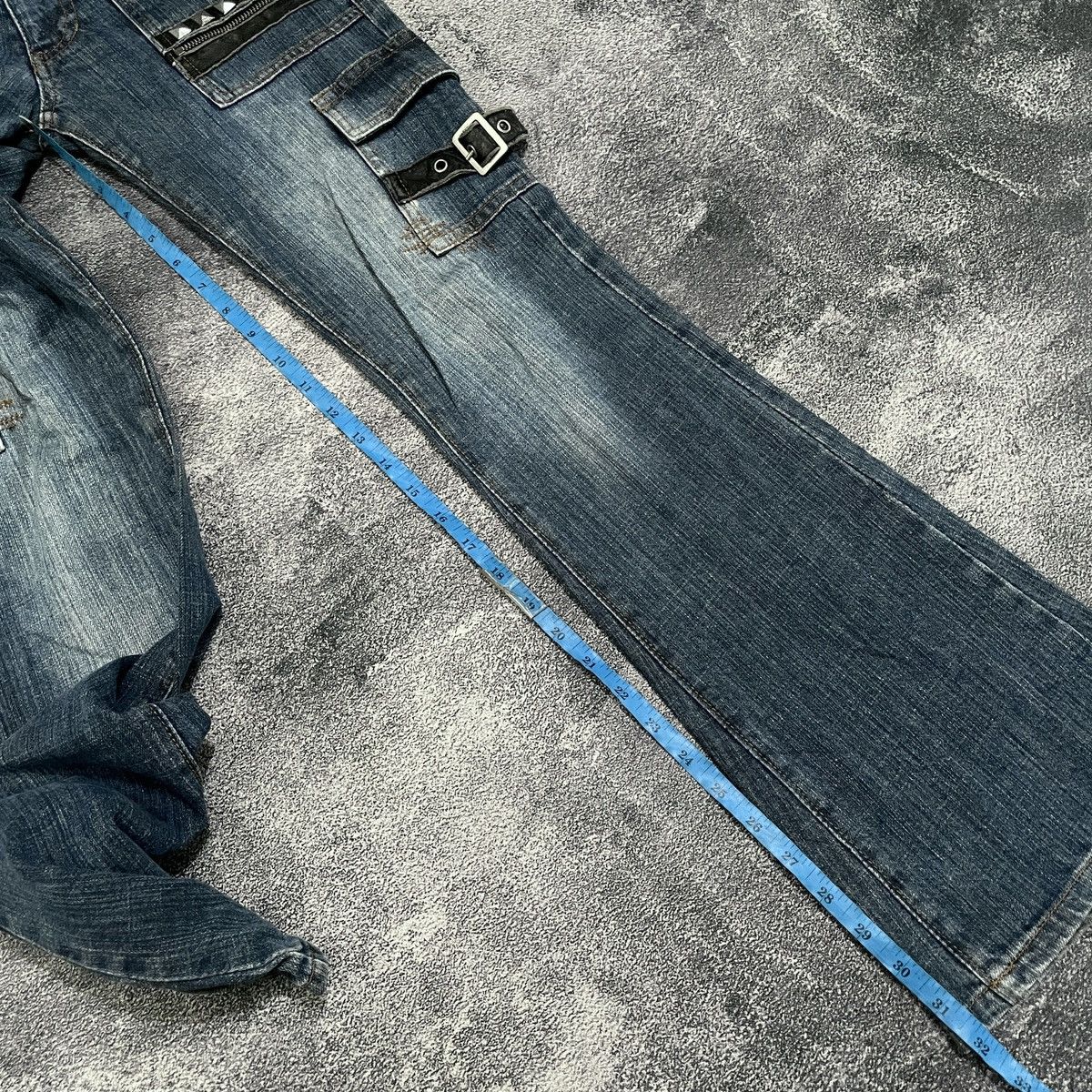 Flared Algonquins bondage punk studded denim pants