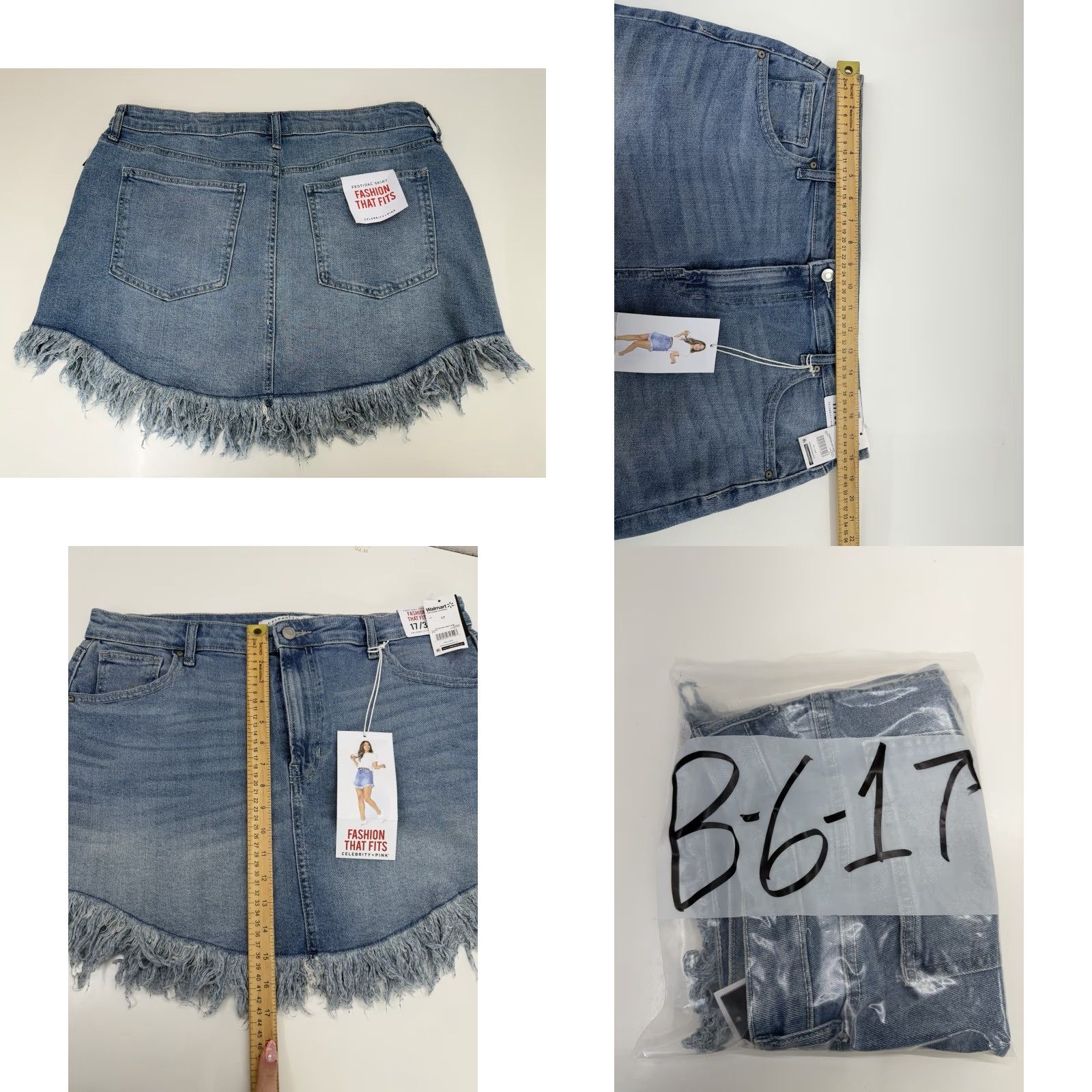 Vintage Celebrity Pink Juniors Skirt Denim Festival Fray NWTs Short Mini 17/33 Blue Womens Size 38" / US 16 / IT 52 - 8 Thumbnail