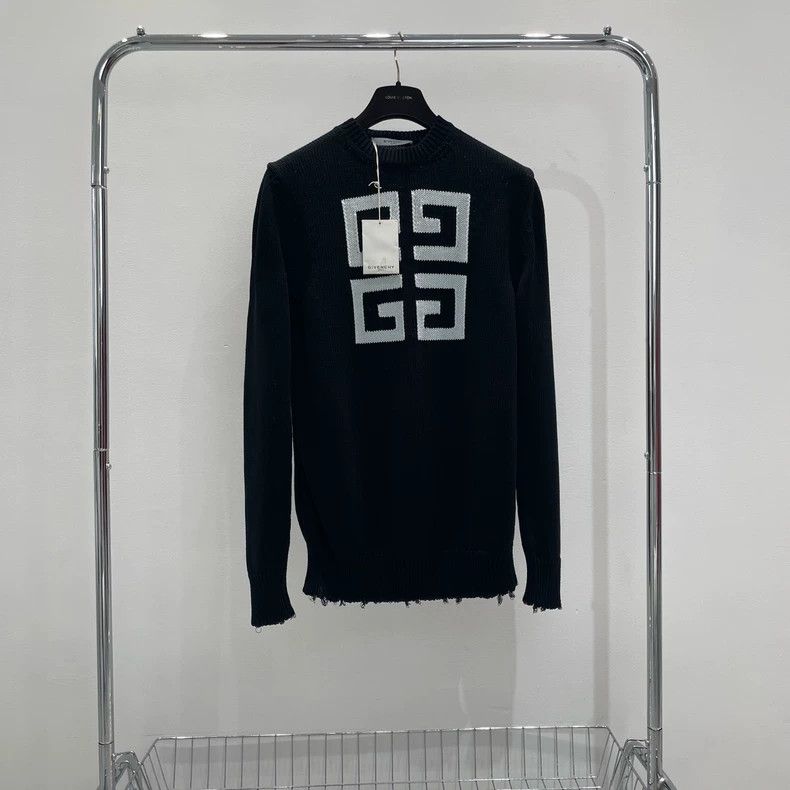 Givenchy Givenchy Destroyed Black Double Logo Sweater yy0 Size US S / EU 44-46 / 1 - 1 Thumbnail