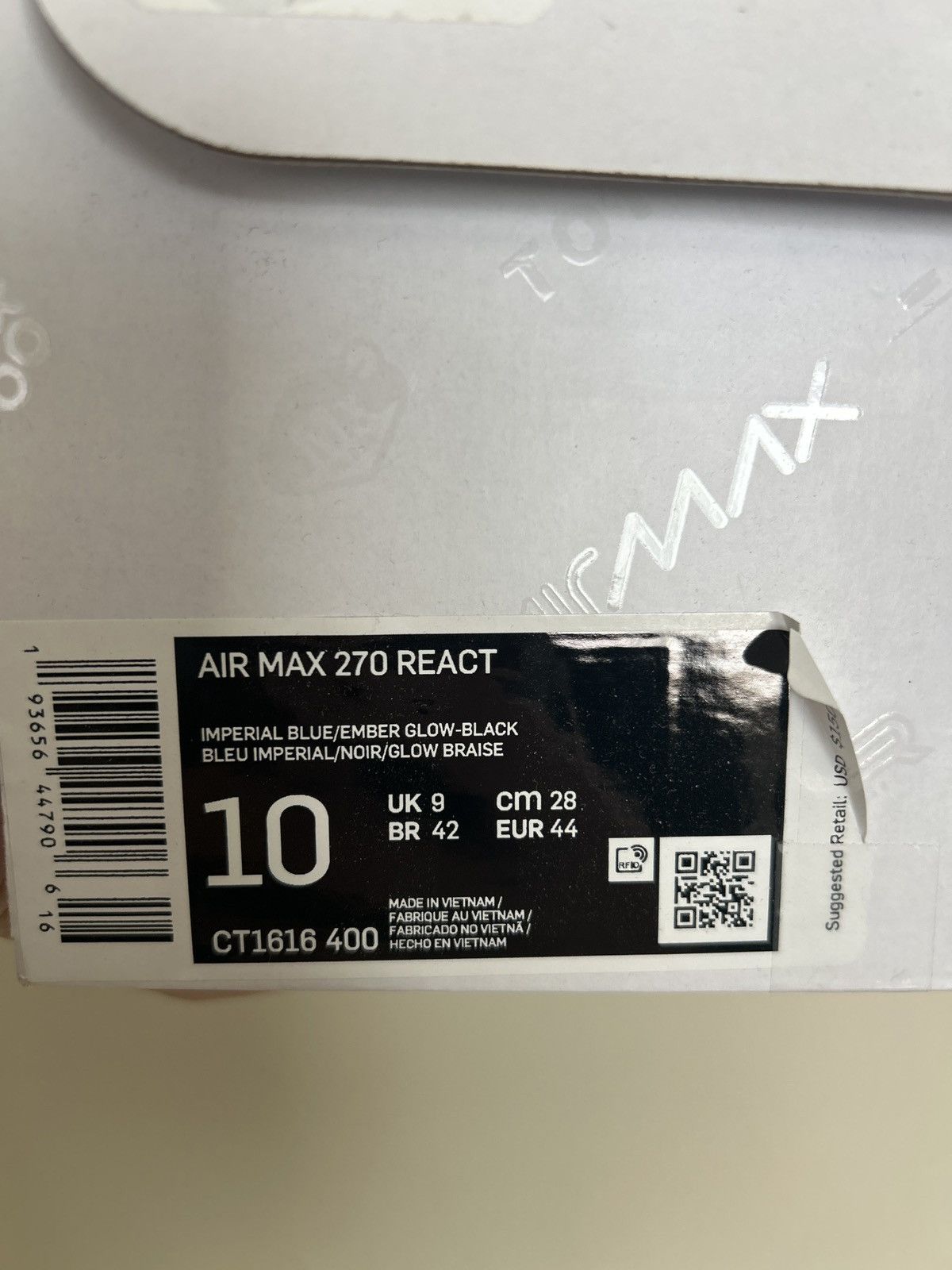 Nike NEW Air Max 270 React ‘Time Capsule’ (Discontinued Design) Size US 10 / EU 43 - 10 Thumbnail