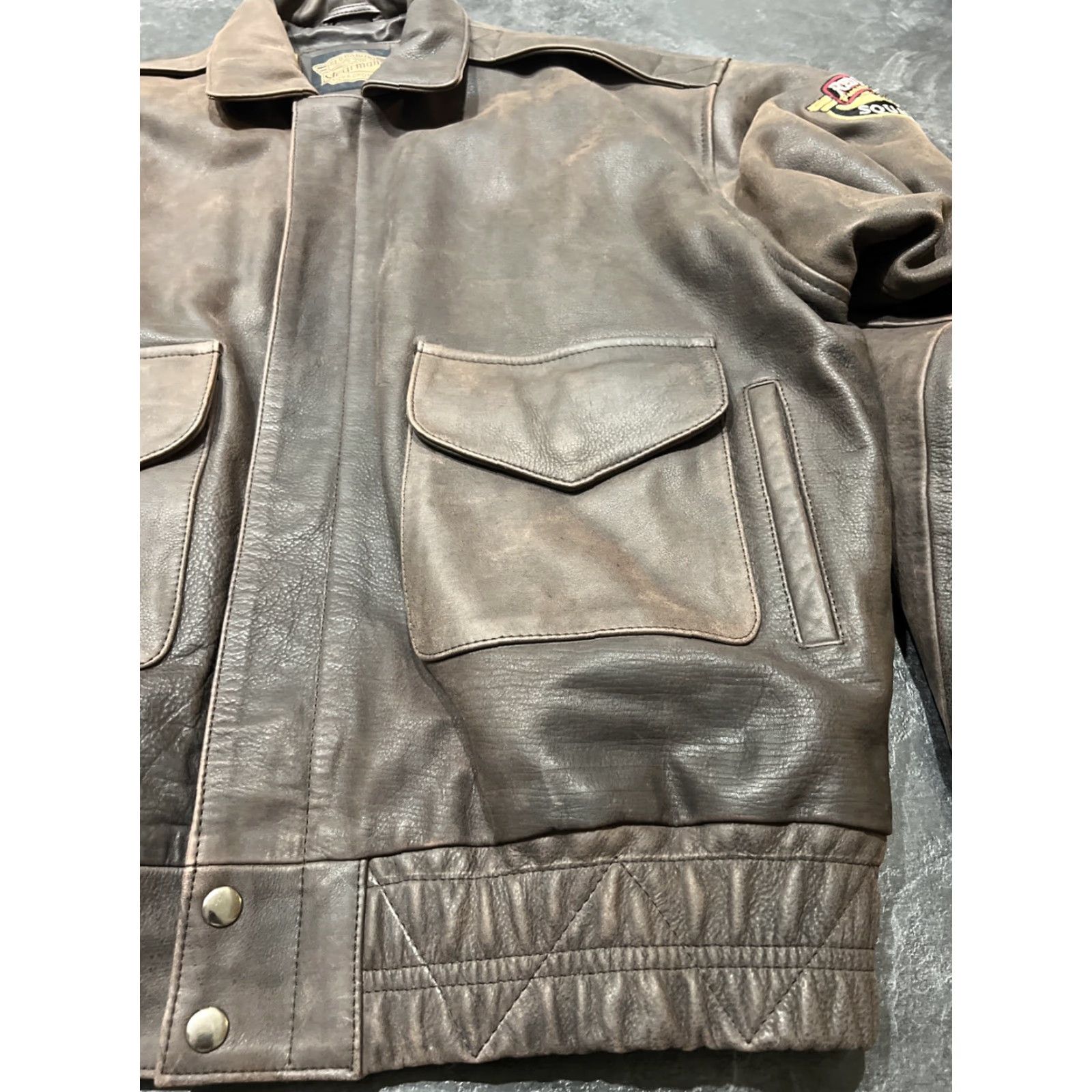 Vintage VINTAGE Flight Saxon Leather Red Baron Stearman Squadron Bomber Jacket Adult 2XL Red Mens Size US XXL / EU 58 / 5 - 3 Thumbnail