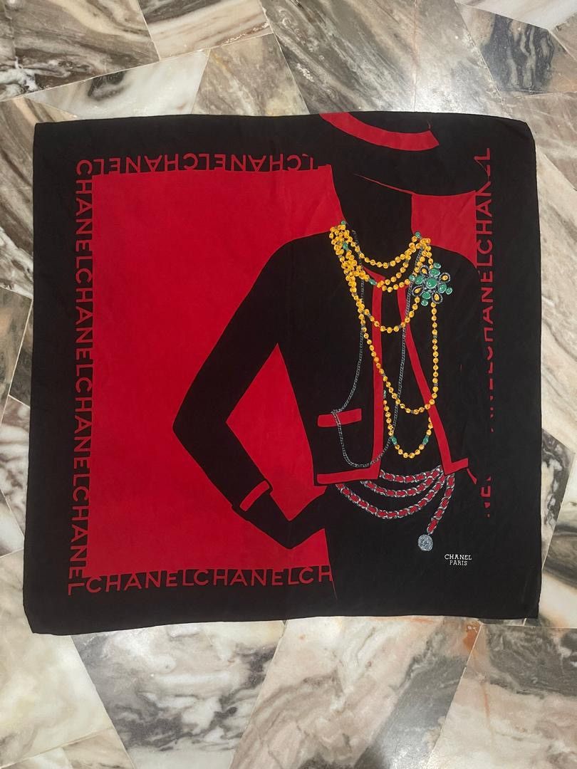 Chanel Chanel Silk Scarf Red and Black Color Size ONE SIZE - 2 Thumbnail