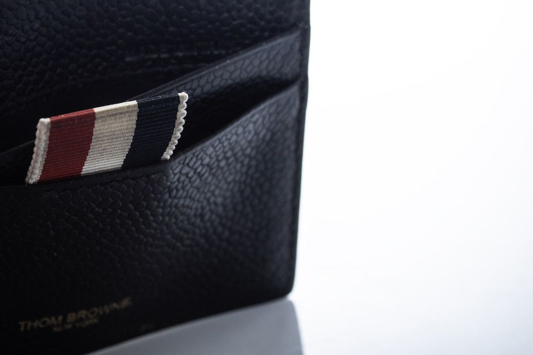 Thom Browne, black leather card holder