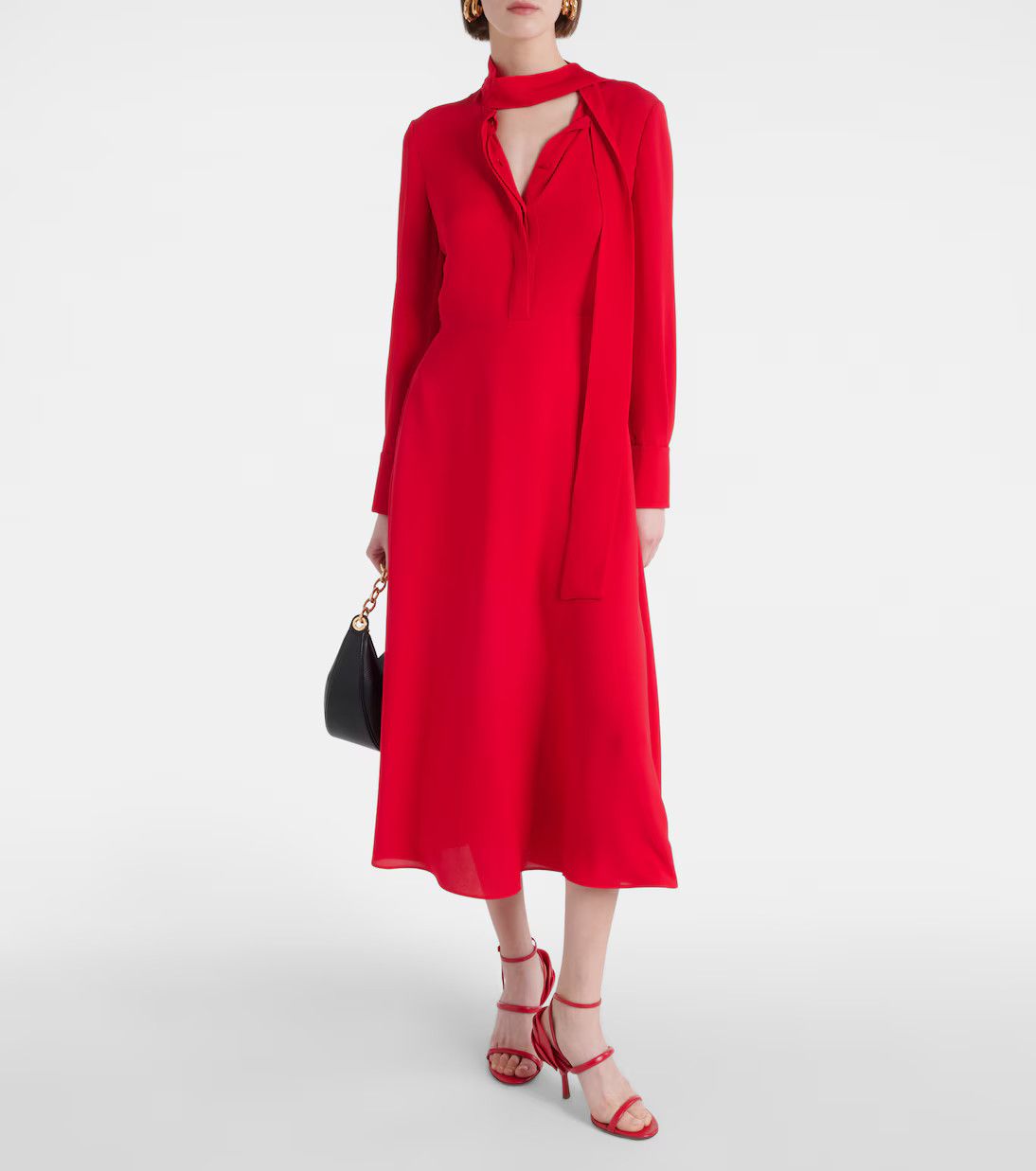 Valentino o1y0226 Midi Dress in Red Size S / US 4 / IT 40 - 2 Thumbnail