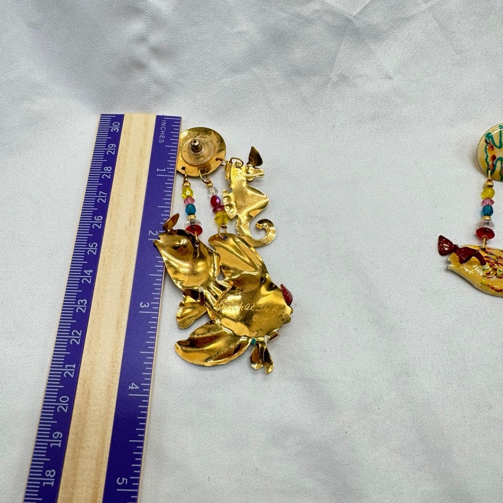 Other VTG rare!! HTF! Lunch at the Ritz enamel dangle earrings Size ONE SIZE - 6 Thumbnail