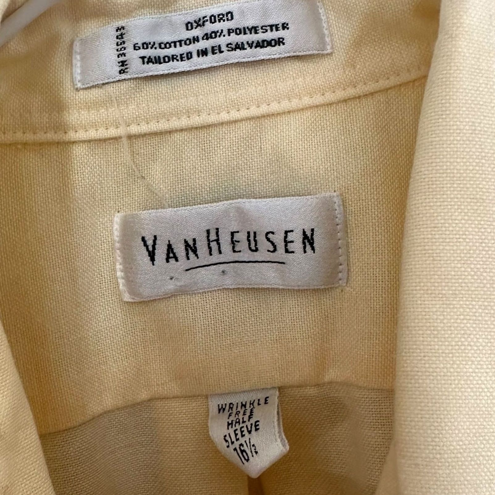 Van Heusen Van Heusen Mens Short Sleeve Oxford Button Down Shirt, Large, Yellow, 16 1/2, Cotton Blend, Polyester - 2-Day Shipping Size US L / EU 52-54 / 3 - 6 Thumbnail