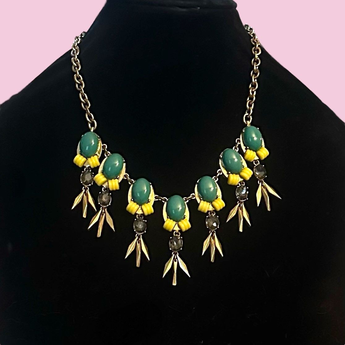 J.Crew J.Crew gold turquoise, yellow and crystal statement necklace Size ONE SIZE - 1 Thumbnail