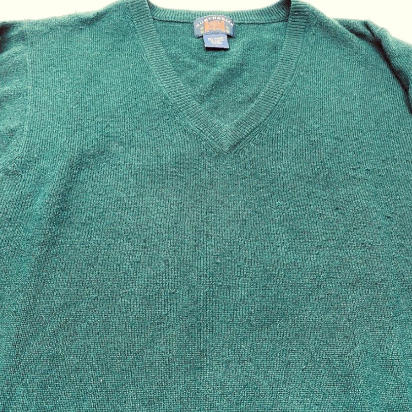Vintage VINTAGE Northbriar 100% Cashmere V-Neck Sweater Men’s Large Green Pullover 7988 Size US L / EU 52-54 / 3 - 6 Thumbnail