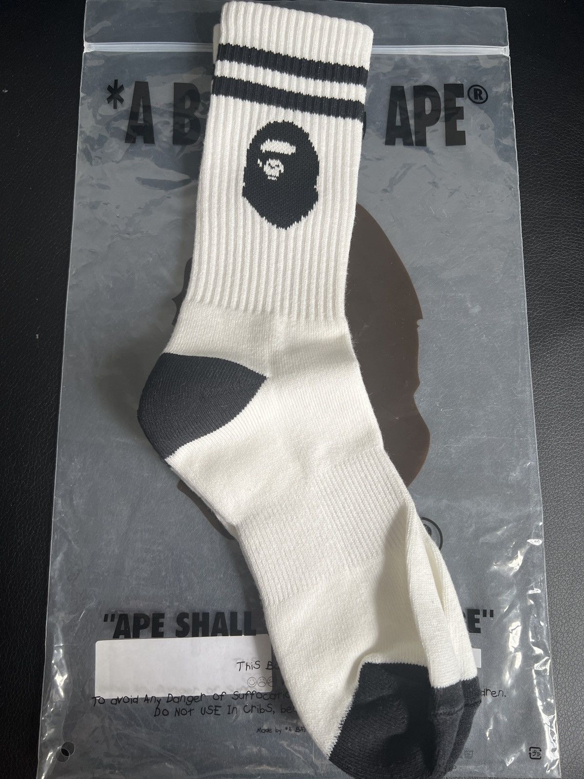 Bape Bape Black and White College Socks Size M Size ONE SIZE - 1 Thumbnail