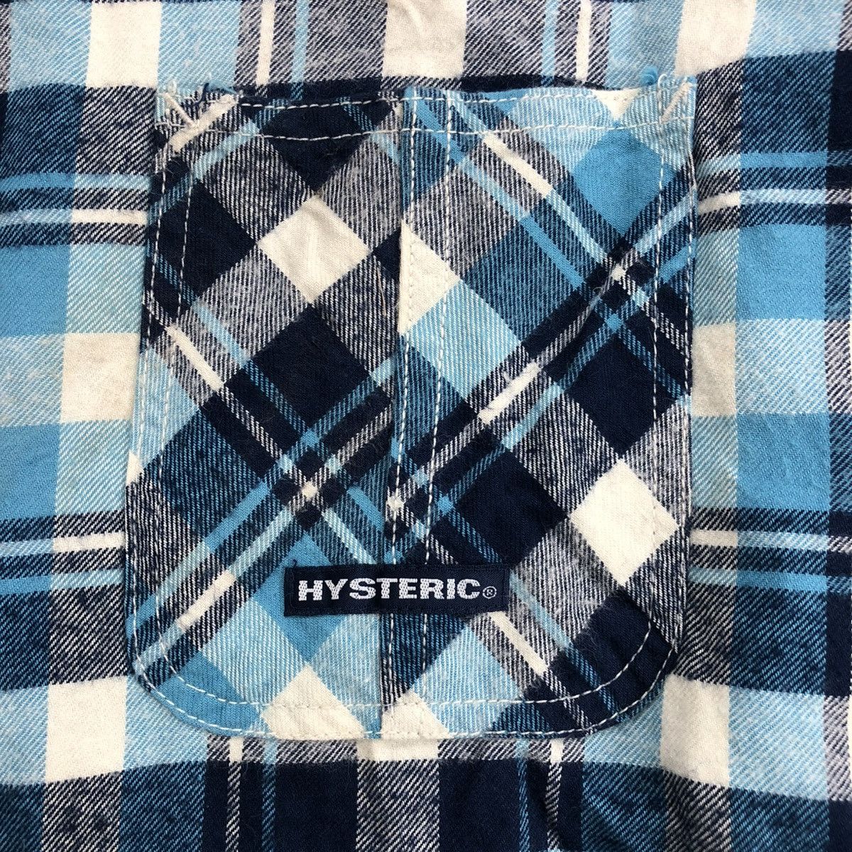 Hysteric Glamour × Japanese Brand × Vintage 2000s Hysteric Glamour Blue/White Plaid Flannel Shirt Size US L / EU 52-54 / 3 - 4 Thumbnail