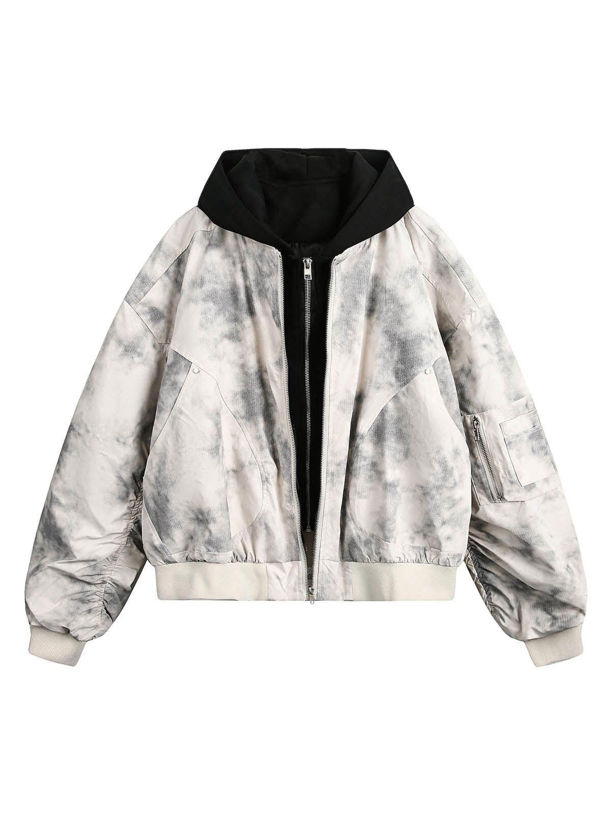 Other Patchwork Faux Two-Piece Gradient Hooded Bomber Jacket Size US M / EU 48-50 / 2 - 2 Thumbnail