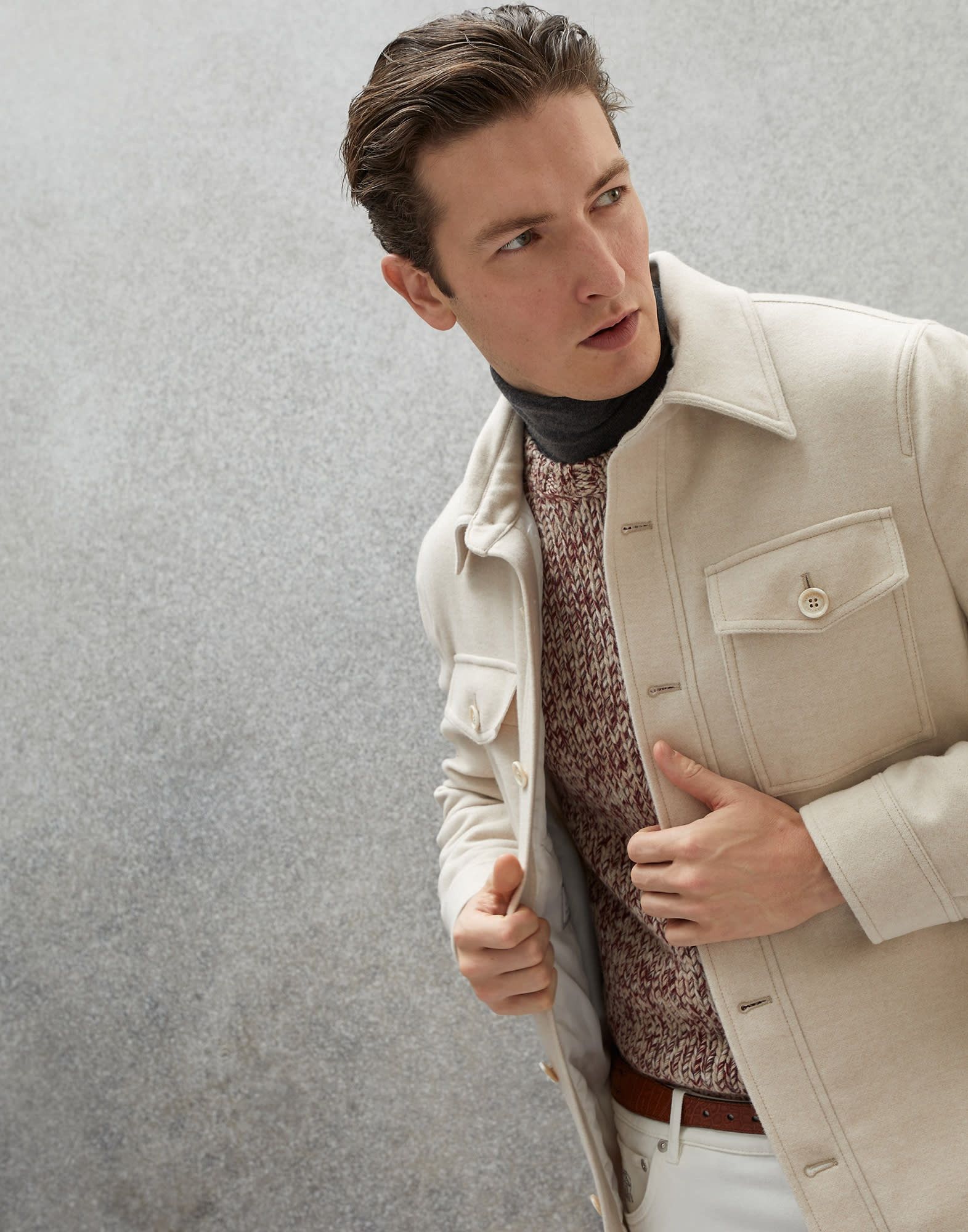 Brunello Cucinelli o1w1db10924 Rev Wr Cash Outerwear in Light Beige Size US XXL / EU 58 / 5 - 2 Thumbnail