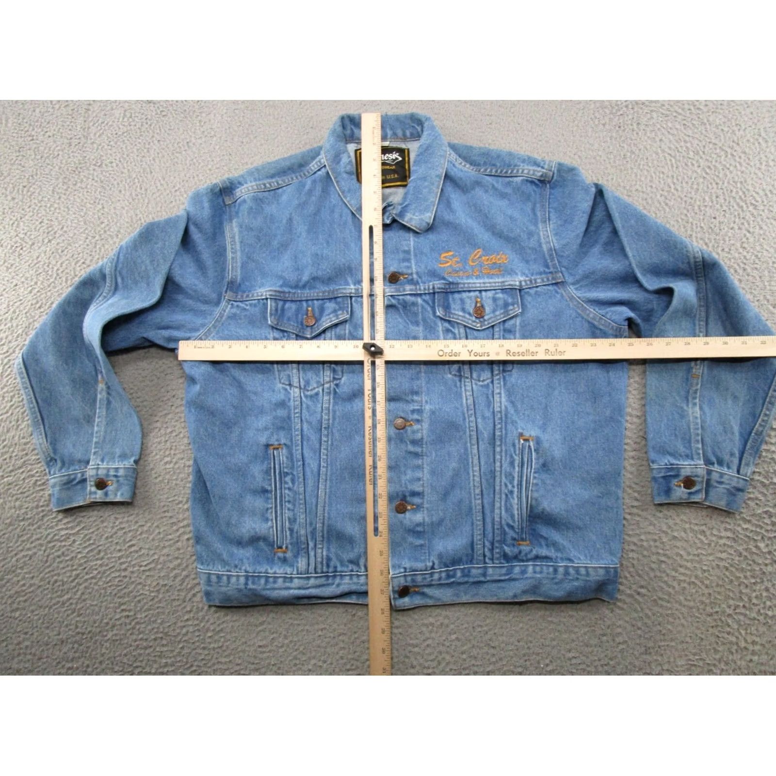 Denime Nemesis Jeans Jacket Mens XL Denim Blue Trucker Made in USA St Croix Hotel Casino Bomber Jacket USA Vintage Regular Mens XL Blue Denim Jacket Size US 36 / EU 52 - 6 Thumbnail