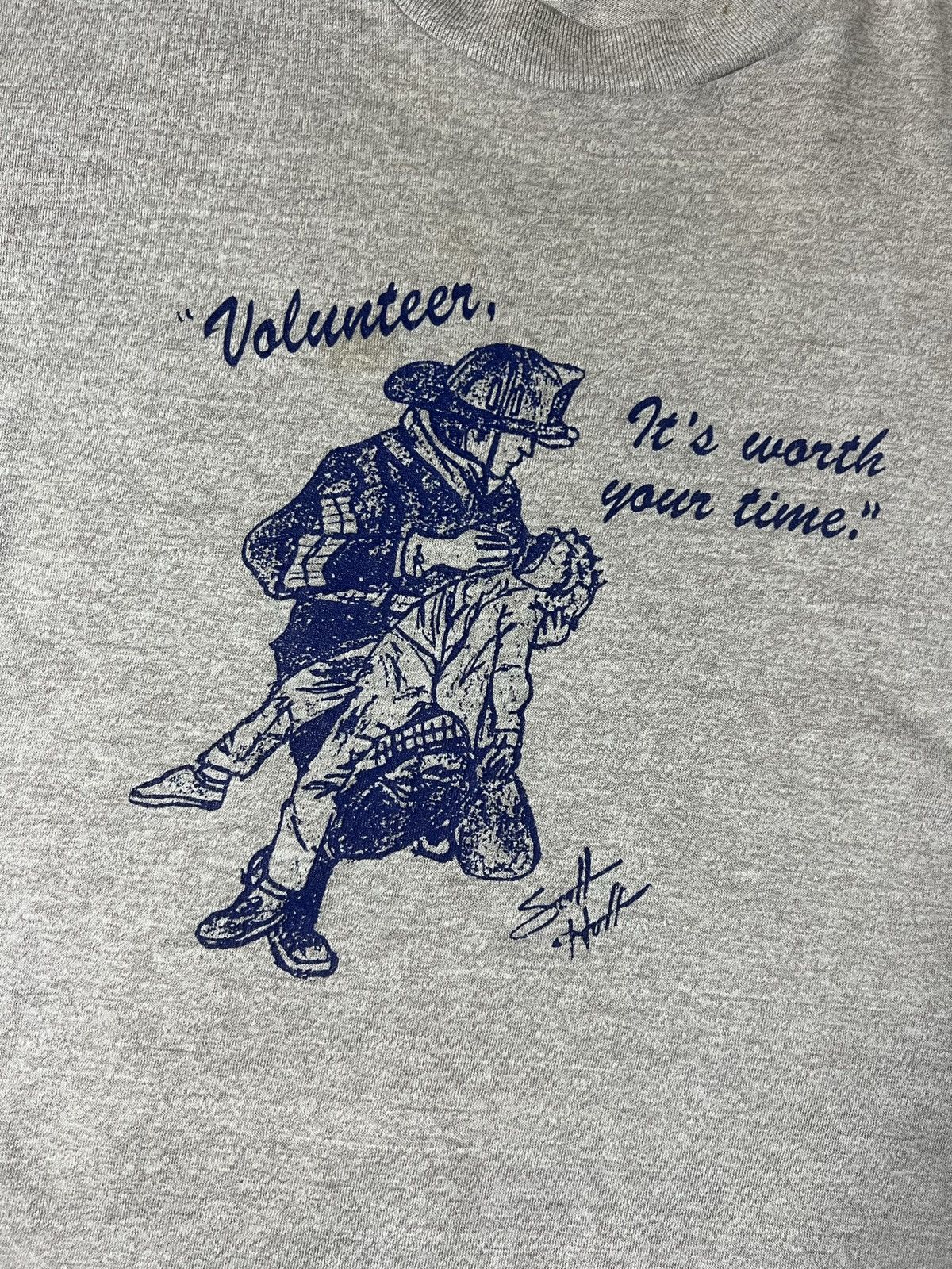 Vintage Vintage 80’s Single Stitch Fire Fighter Volunteer Tee Size US L / EU 52-54 / 3 - 2 Thumbnail