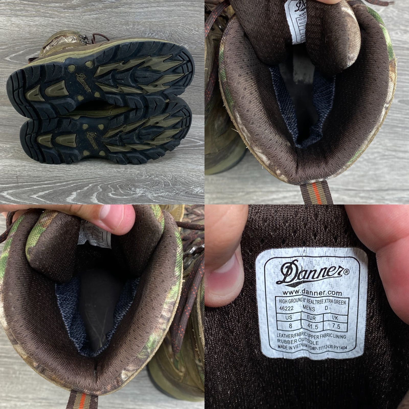 Danner Danner High Ground Mens 8 Brown Camo Real Tree Xtra Gore-Tex Boots Hunting Hiking Winter Gore-Tex Leather Brown Real Tree Xtra Camouflage Mens Boots Size US 8 / EU 41 - 8 Thumbnail