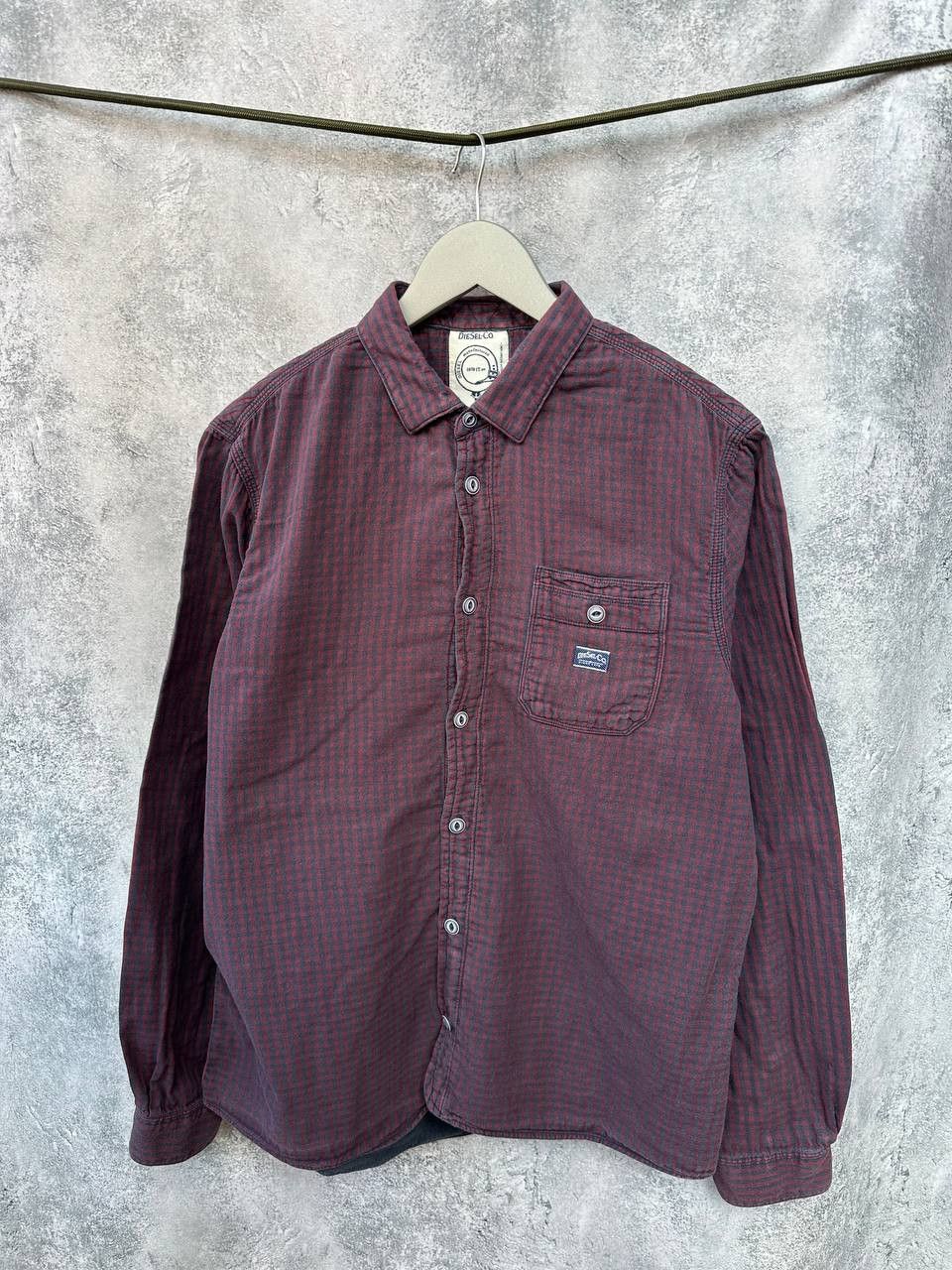 Diesel Vintage Plaid Flannel Shirt Button Up Red 90s