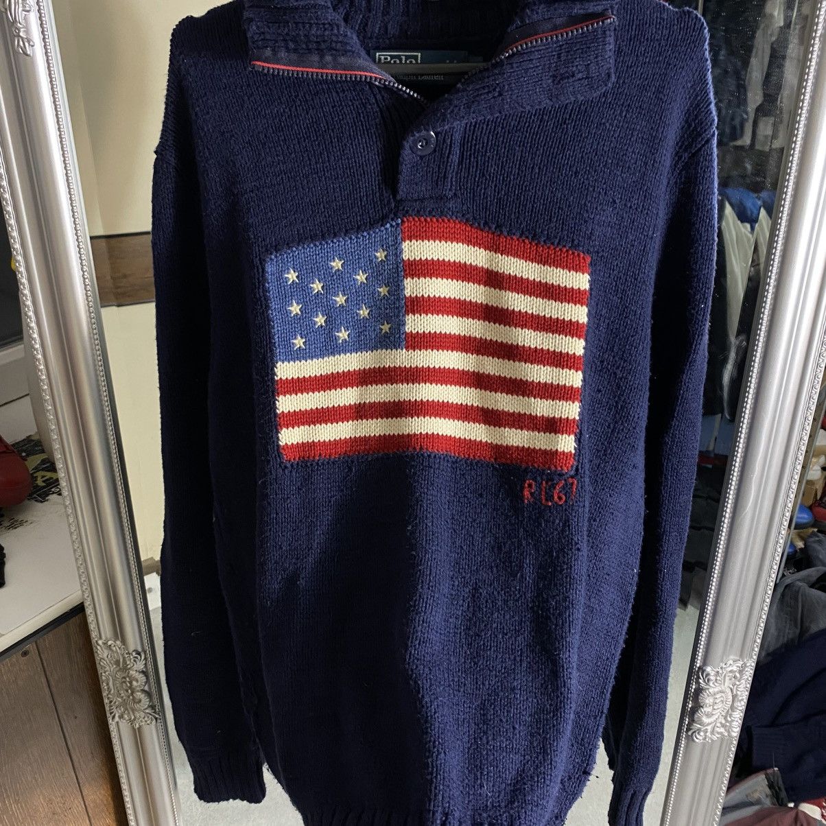 Polo Ralph Lauren Vintage Polo Ralph Lauren USA Flag 1/4 Zip Sweater Size US L / EU 52-54 / 3 - 3 Thumbnail