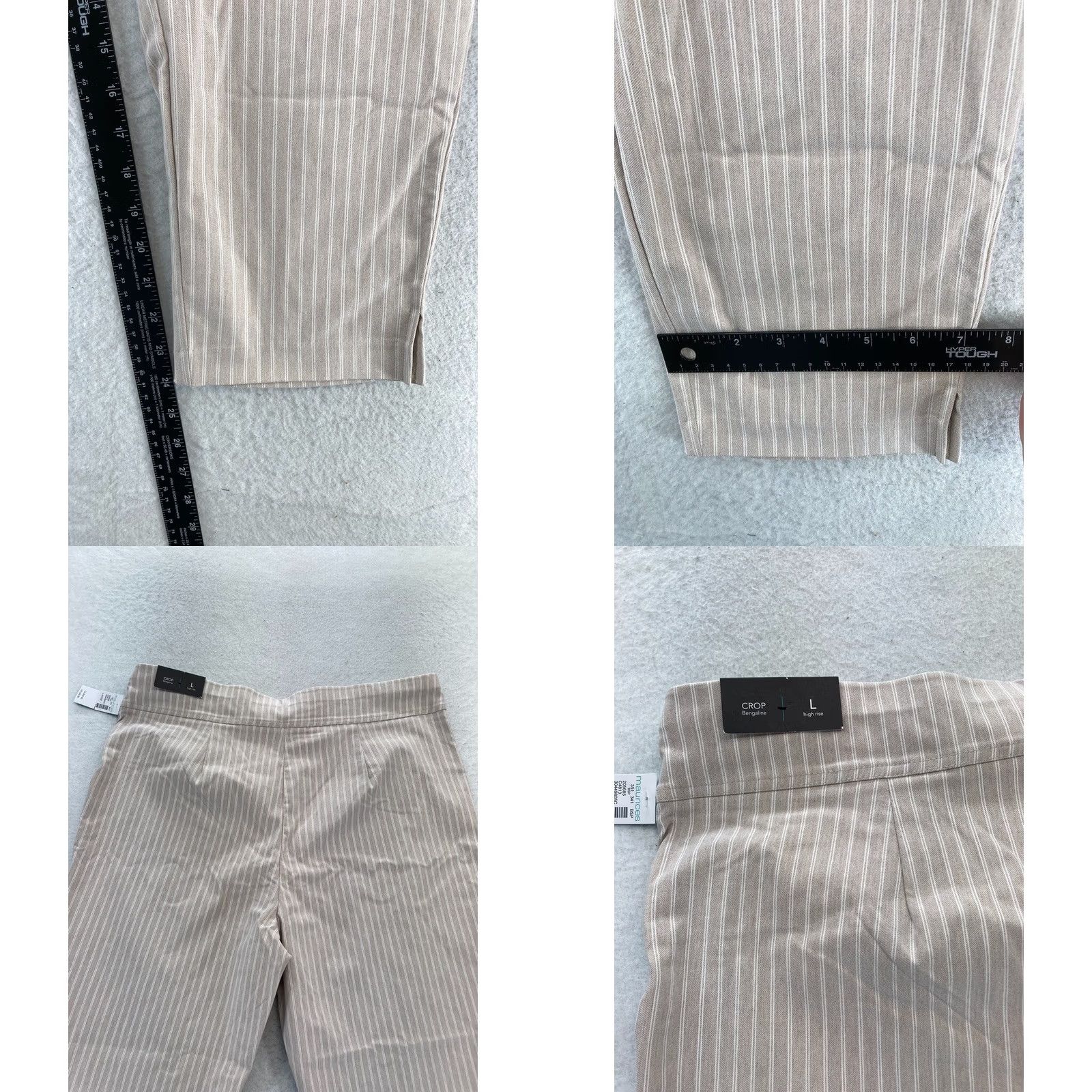 Vintage Maurices Pants Women's Large Bengaline Crop Brown Striped High Rise Pull On NWT Size 25" / US 0 / IT 36 - 8 Thumbnail