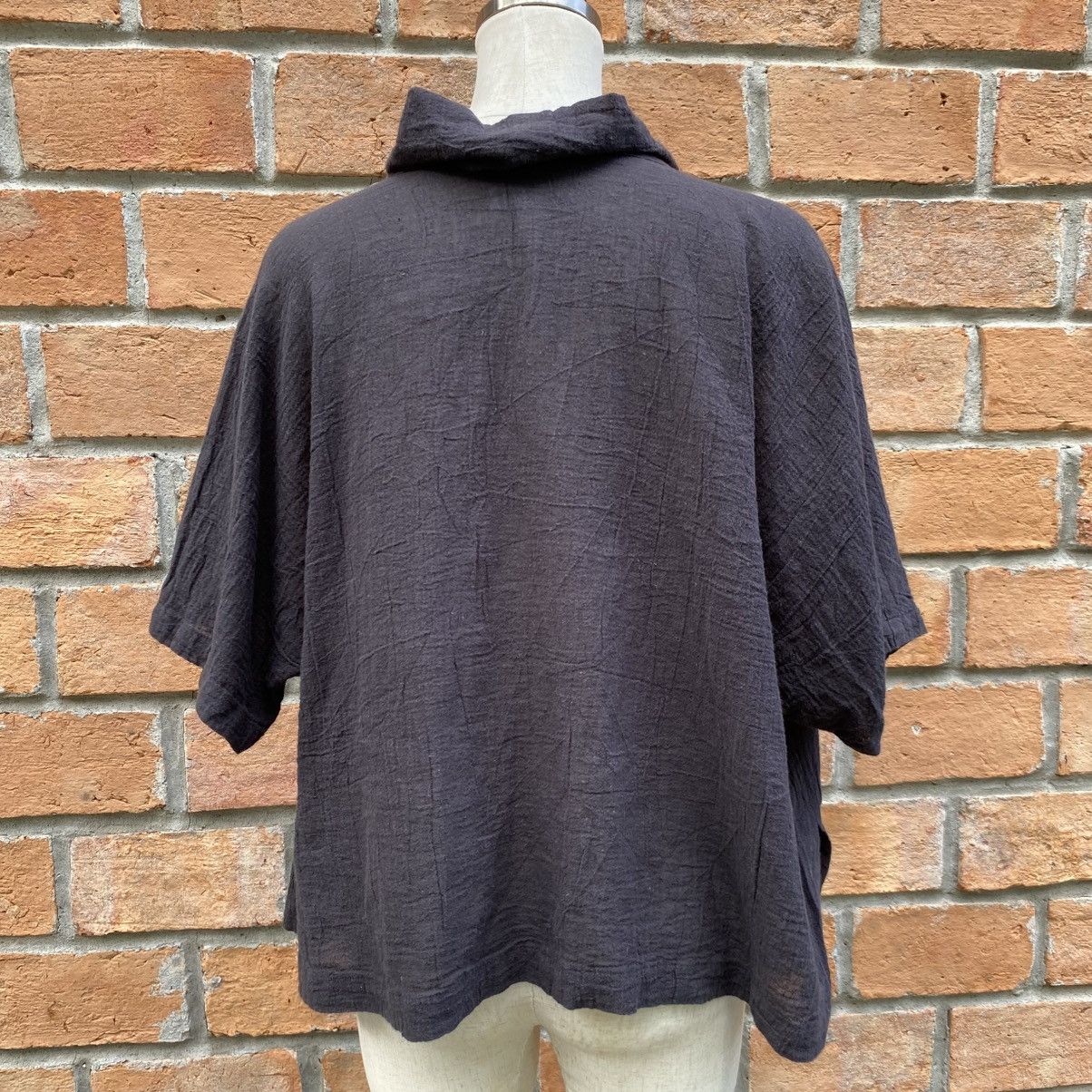 Japanese Brand bx bi eks Black Crinkled Cowl Neck Top Size XS / US 0-2 / IT 36-38 - 12 Thumbnail