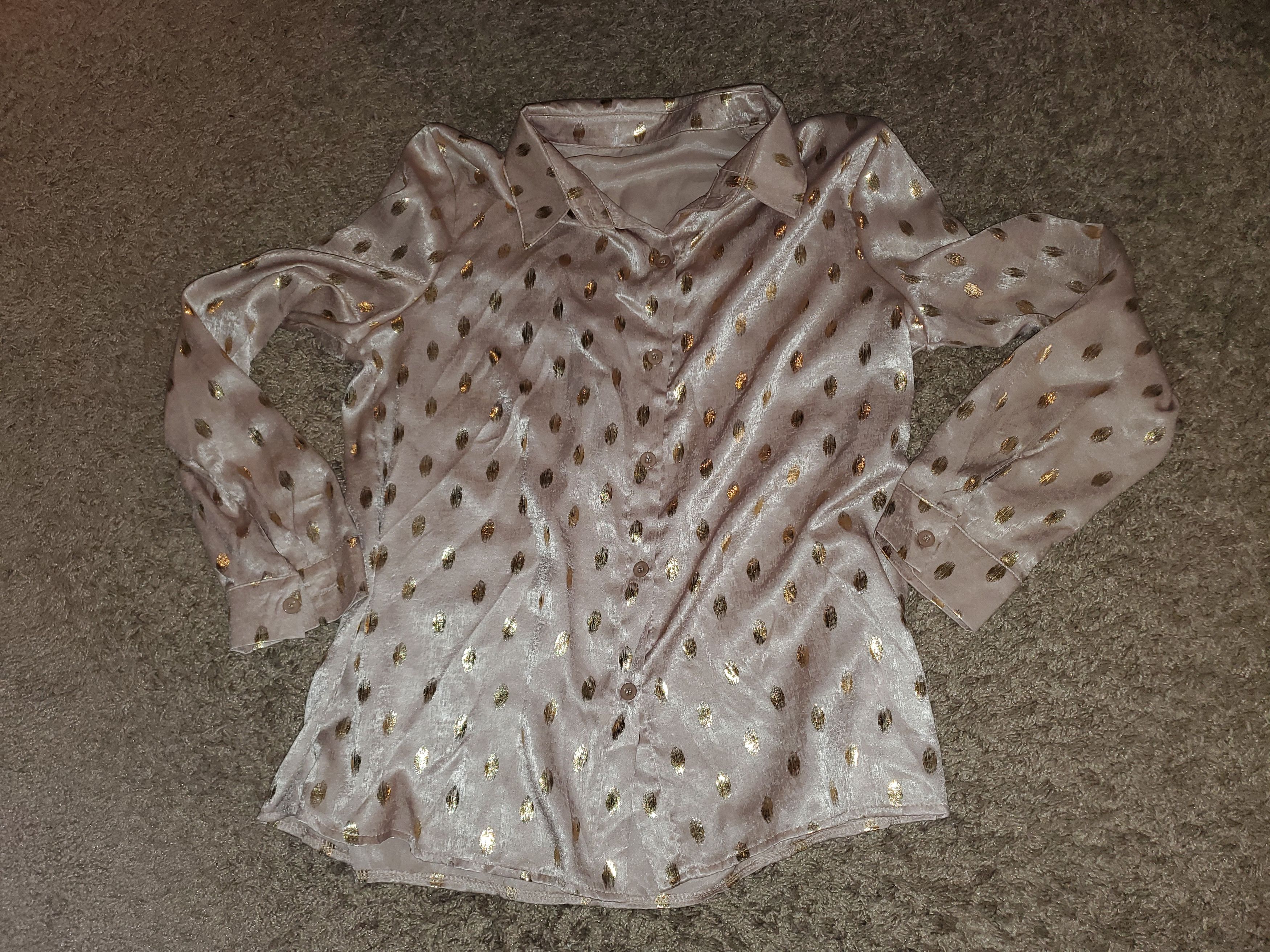 Other Champagne button up with gold polka dot design Size M / US 6-8 / IT 42-44 - 4 Thumbnail
