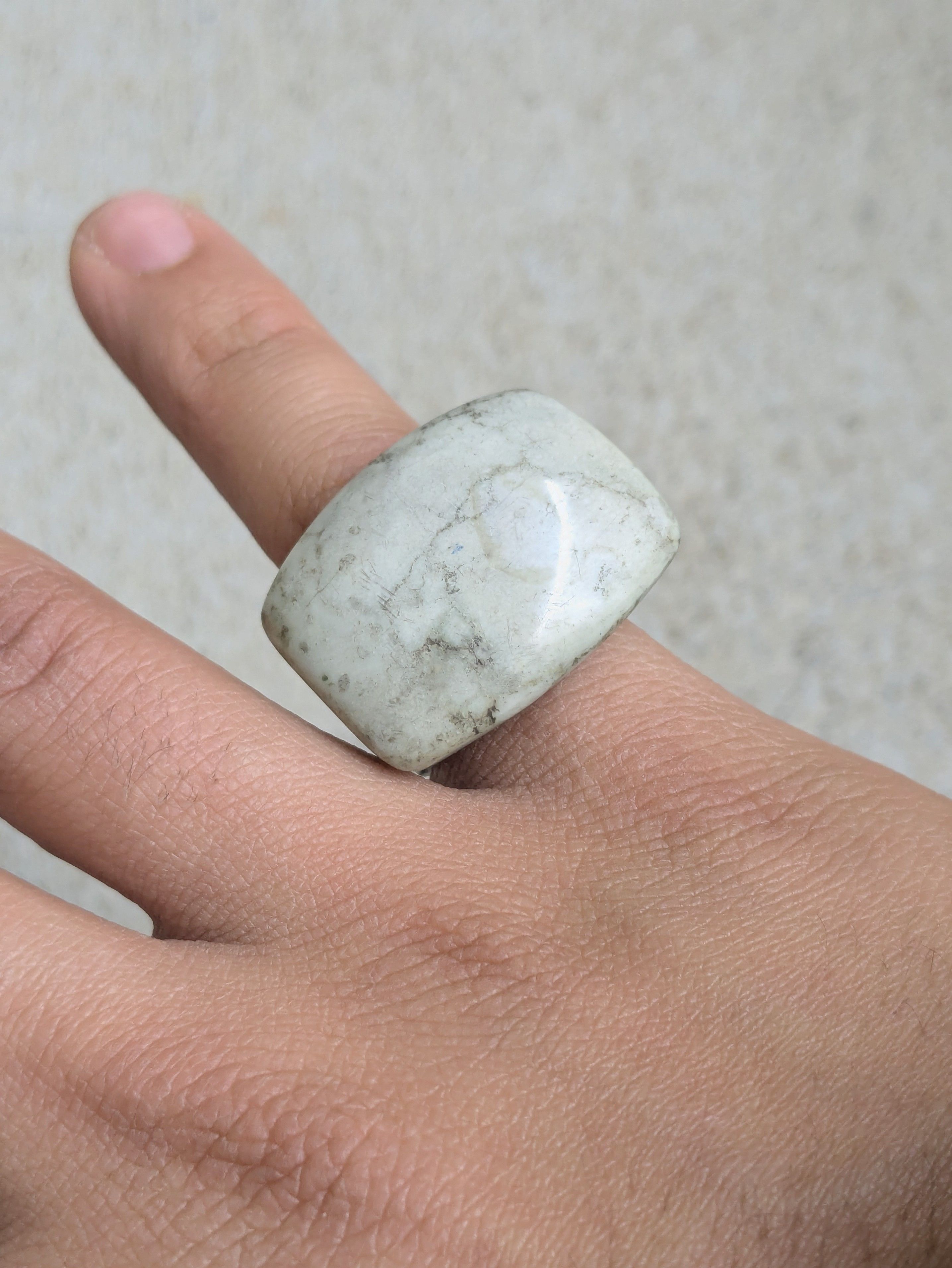 Jewelry Vintage Sterling Silver Ring Blue Howlite 7.75 Modern Size ONE SIZE - 3 Thumbnail