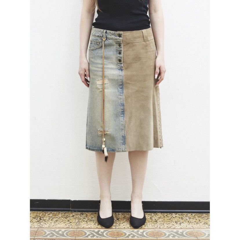 Dolce & Gabbana Dolce&Gabbana gonna in denim e suede. Size 28" / US 6 / IT 42 - 2 Thumbnail