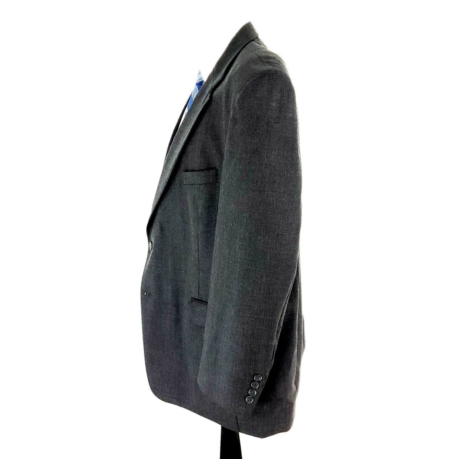Stafford Stafford Wool 2 Button Portly Sport Coat 44L Gray Long Size 44L - 6 Thumbnail