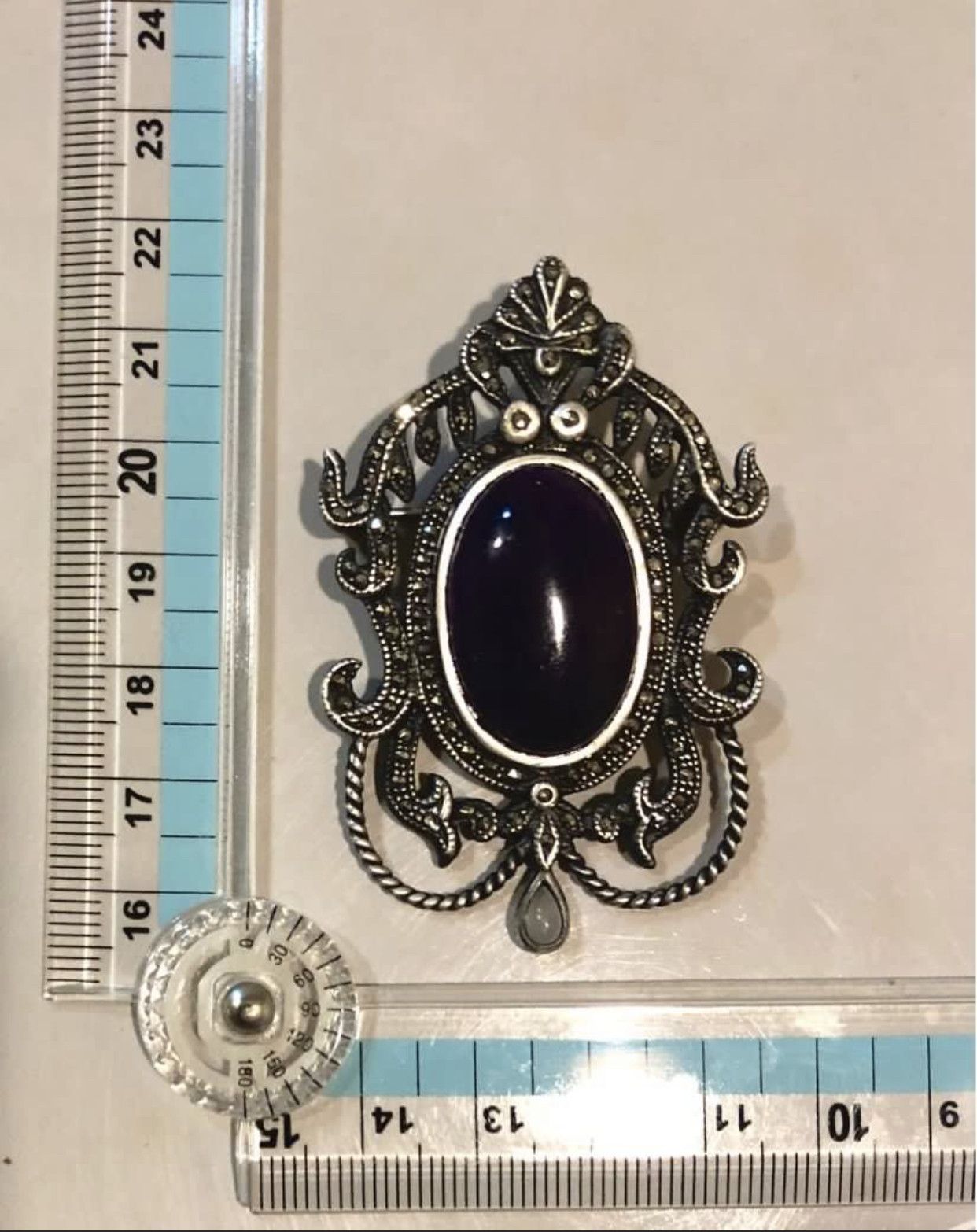 Other Vintage Art Nouveau Sterling Silver Brooch with Amethyst Size ONE SIZE - 5 Thumbnail