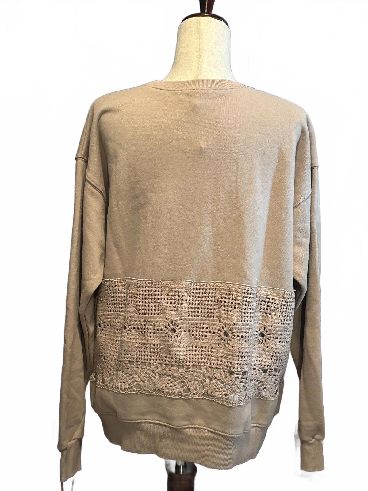 Other By Together Women's Beige Sweatshirt with Crochet Detail Size M / US 6-8 / IT 42-44 - 3 Thumbnail