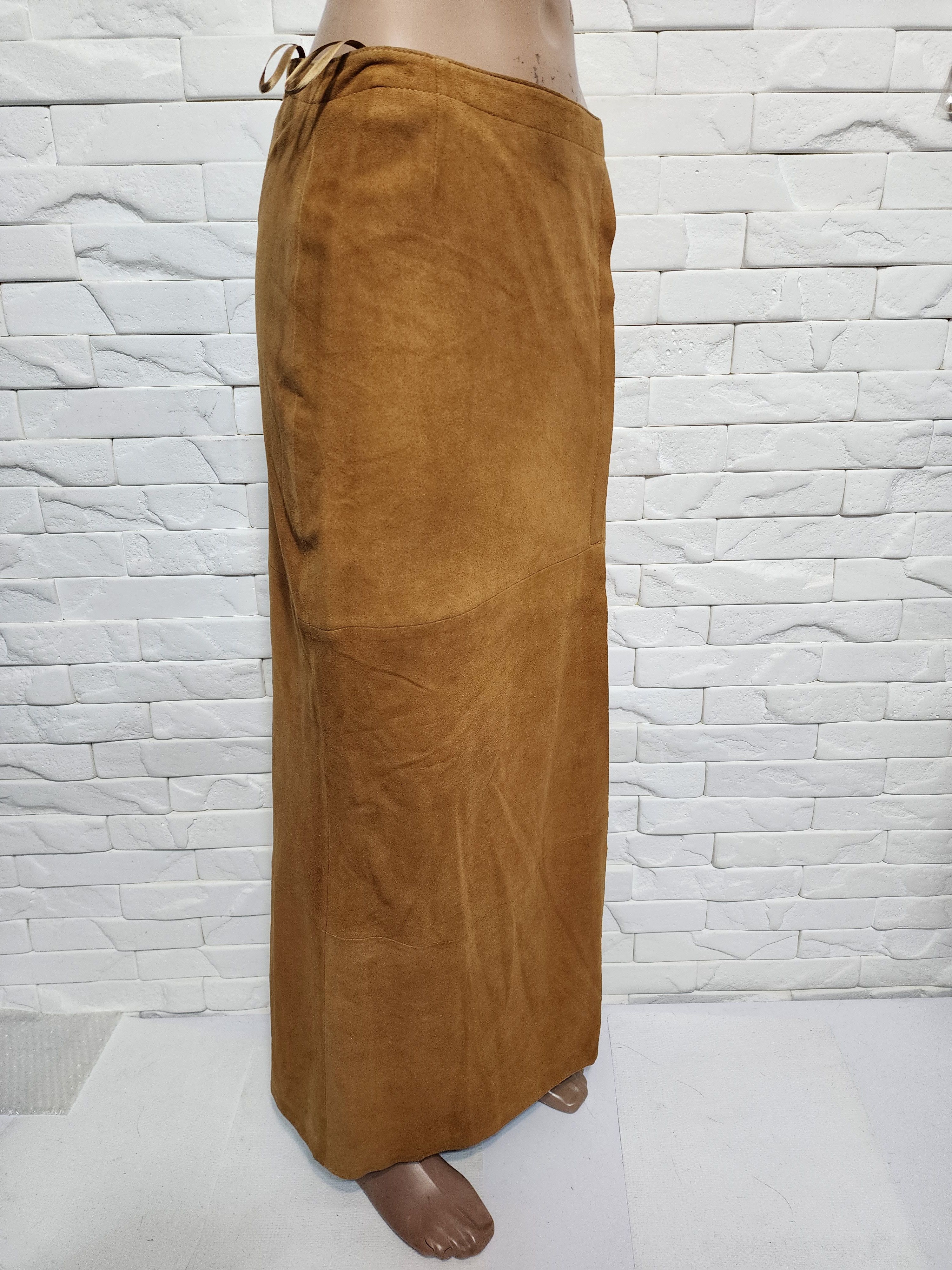 Other Brown Suede Leather Skirt, Plastic Zipper Fasteners Size 28" / US 6 / IT 42 - 3 Thumbnail
