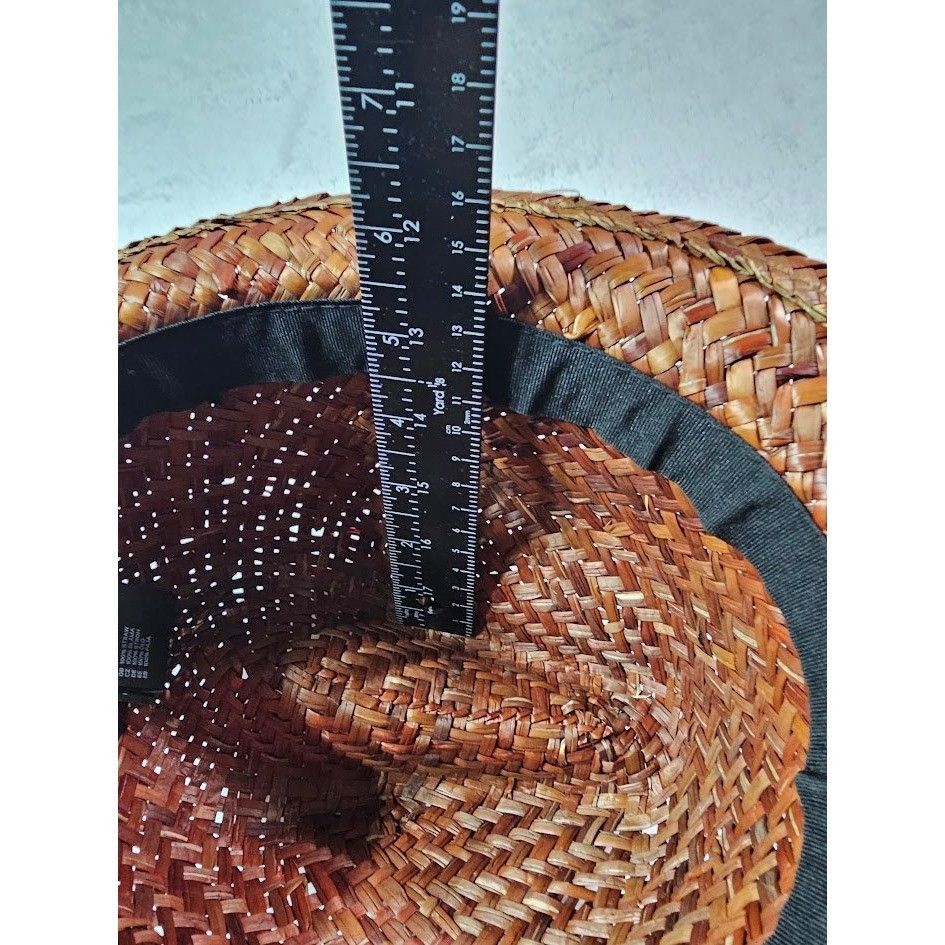 H&M H&M Mens Straw Fedora Hat Brown Woven Sun Hat Black Band Size ONE SIZE - 10 Thumbnail