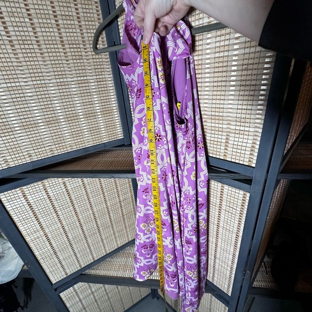 Ann Taylor Ann Taylor Lilac with Floral & Tile Print A-line Dress Size L / US 10 / IT 46 - 8 Thumbnail