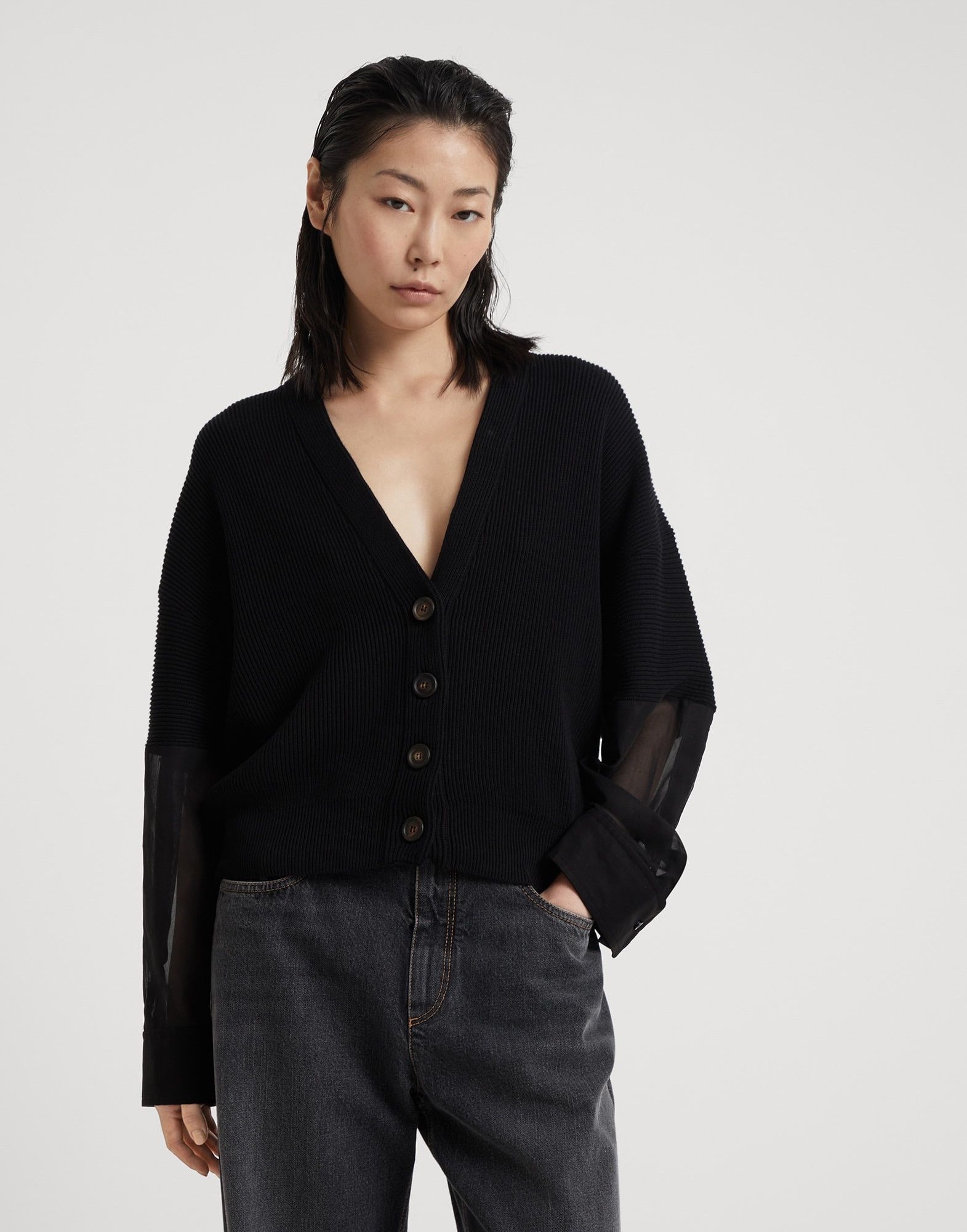 Brunello Cucinelli o1w1db10825 Cardigan in Black Size M / US 6-8 / IT 42-44 - 1 Thumbnail