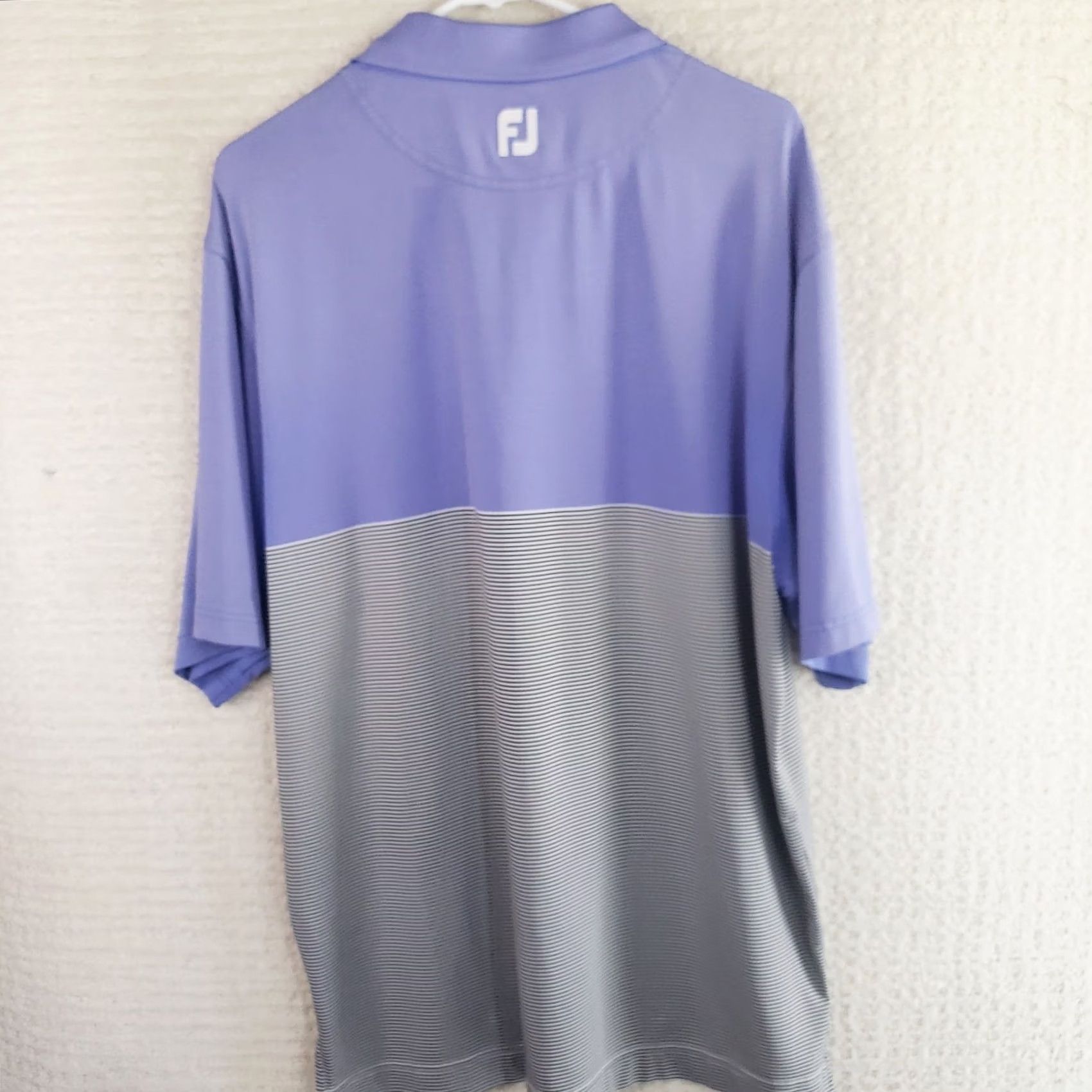 Footjoy FootJoy Polo Shirt Mens L Purple & Gray Striped Golf Performance Stretch Shirt Size US L / EU 52-54 / 3 - 7 Thumbnail
