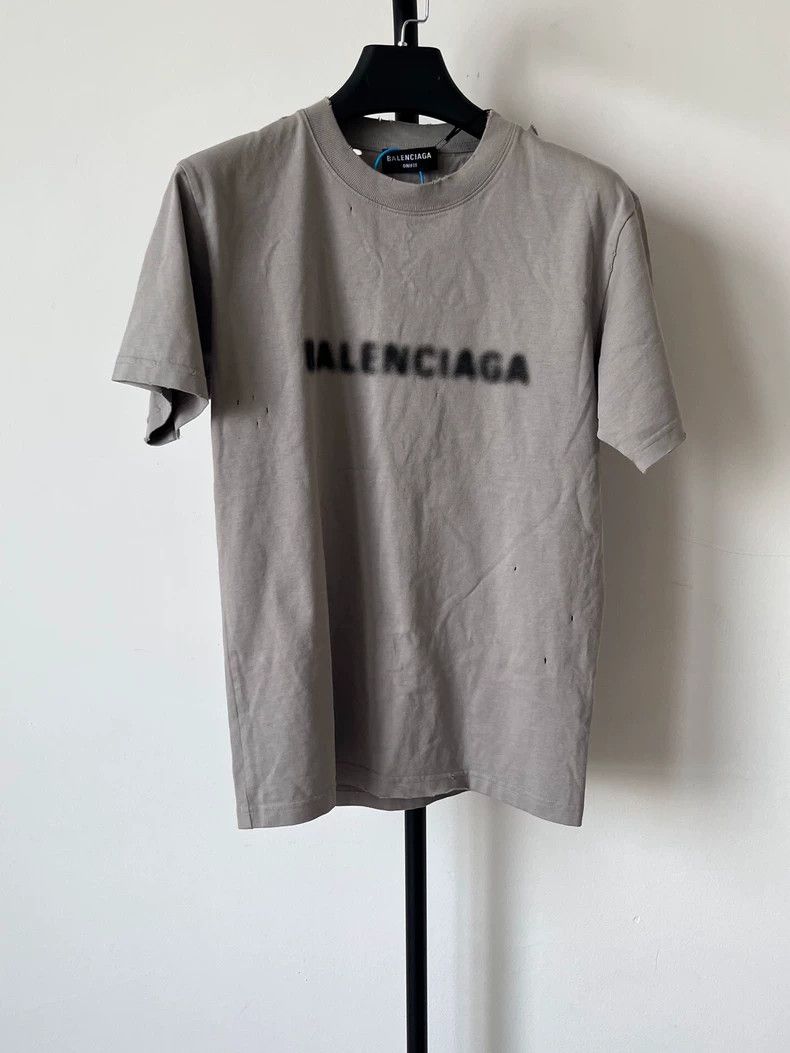 Balenciaga Balenciaga Solid monogram print ripped crew neck short sle Size US XXS / EU 40 - 1 Thumbnail