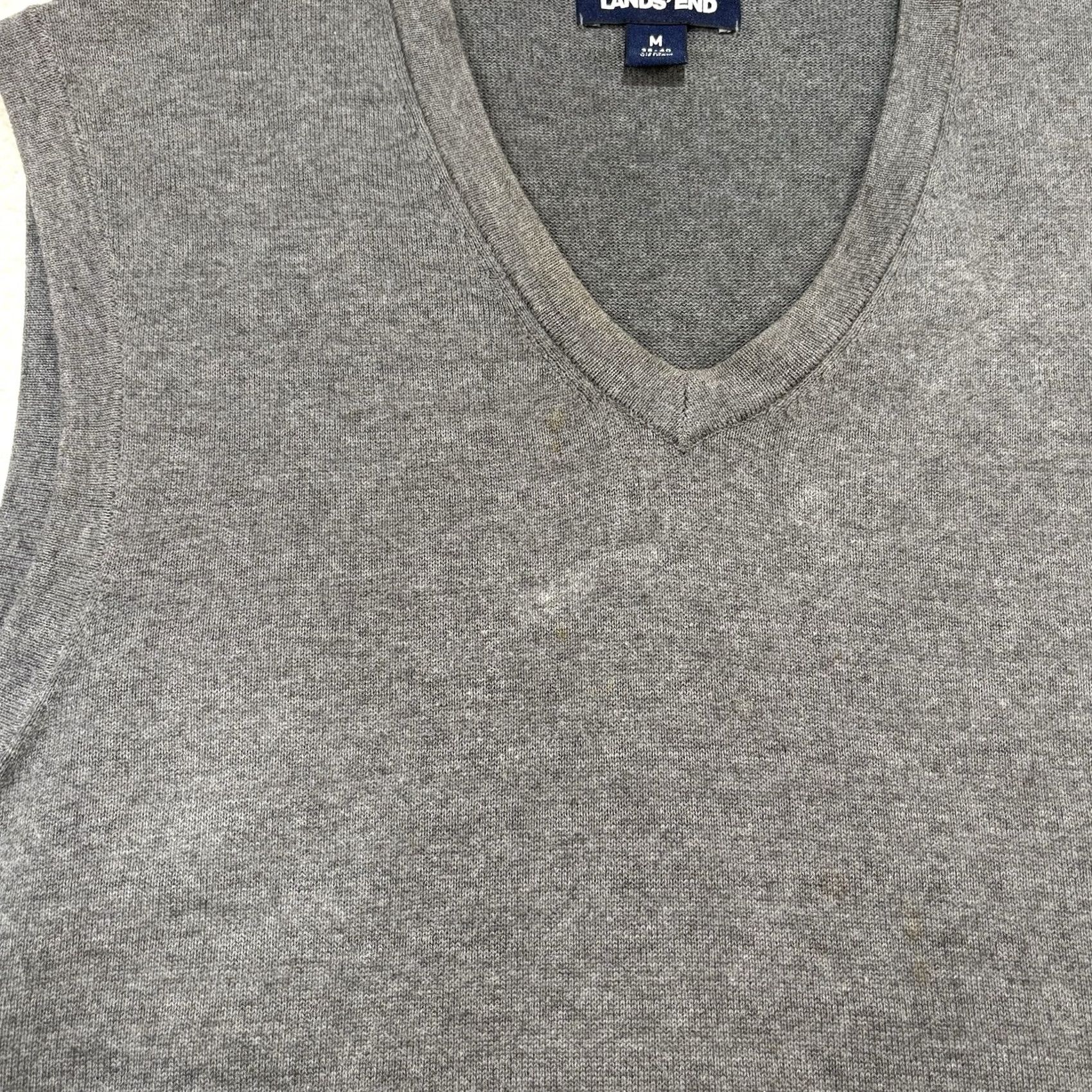 Lands' End Lands' End Sweater Vest Mens M Gray Supima Cotton V-Neck Knit Preppy Size US M / EU 48-50 / 2 - 4 Thumbnail