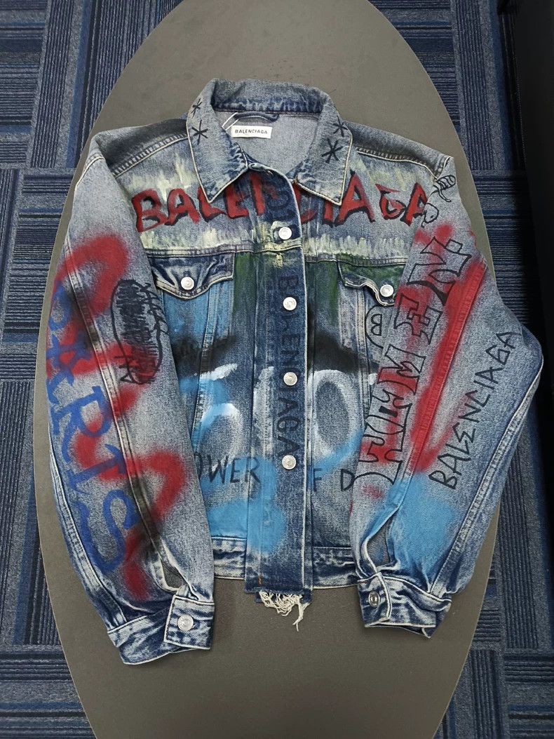 Balenciaga Balenciaga size 34 Graffiti style breasted long sleeve den Size XXS / US 00 / IT 34 - 1 Thumbnail