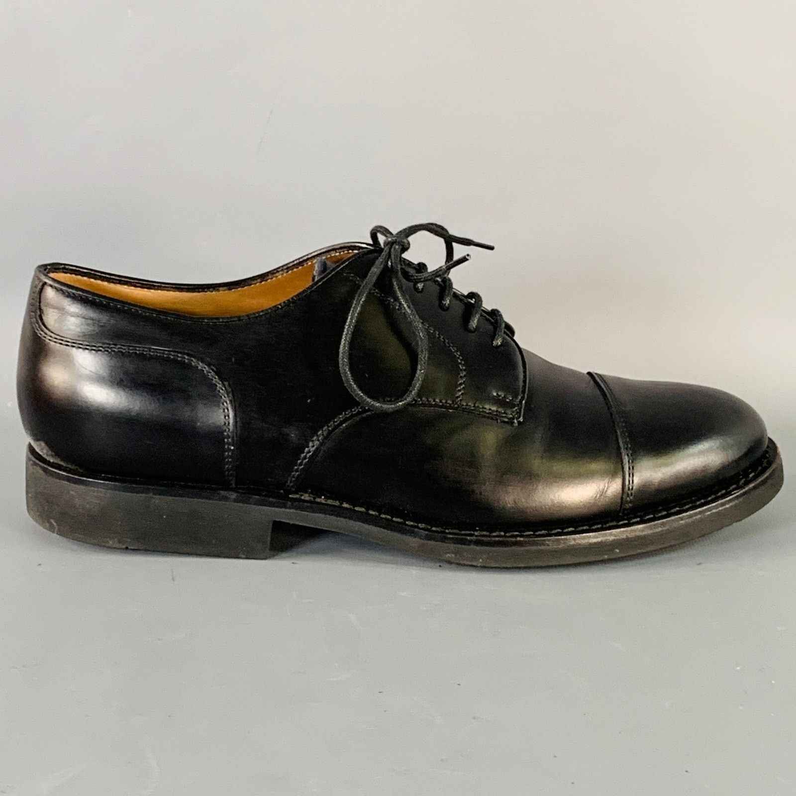 Brunello Cucinelli Size 8 Black Leather Cap Toe Derby Lace-Up Shoes Size US 8 / EU 41 - 2 Thumbnail