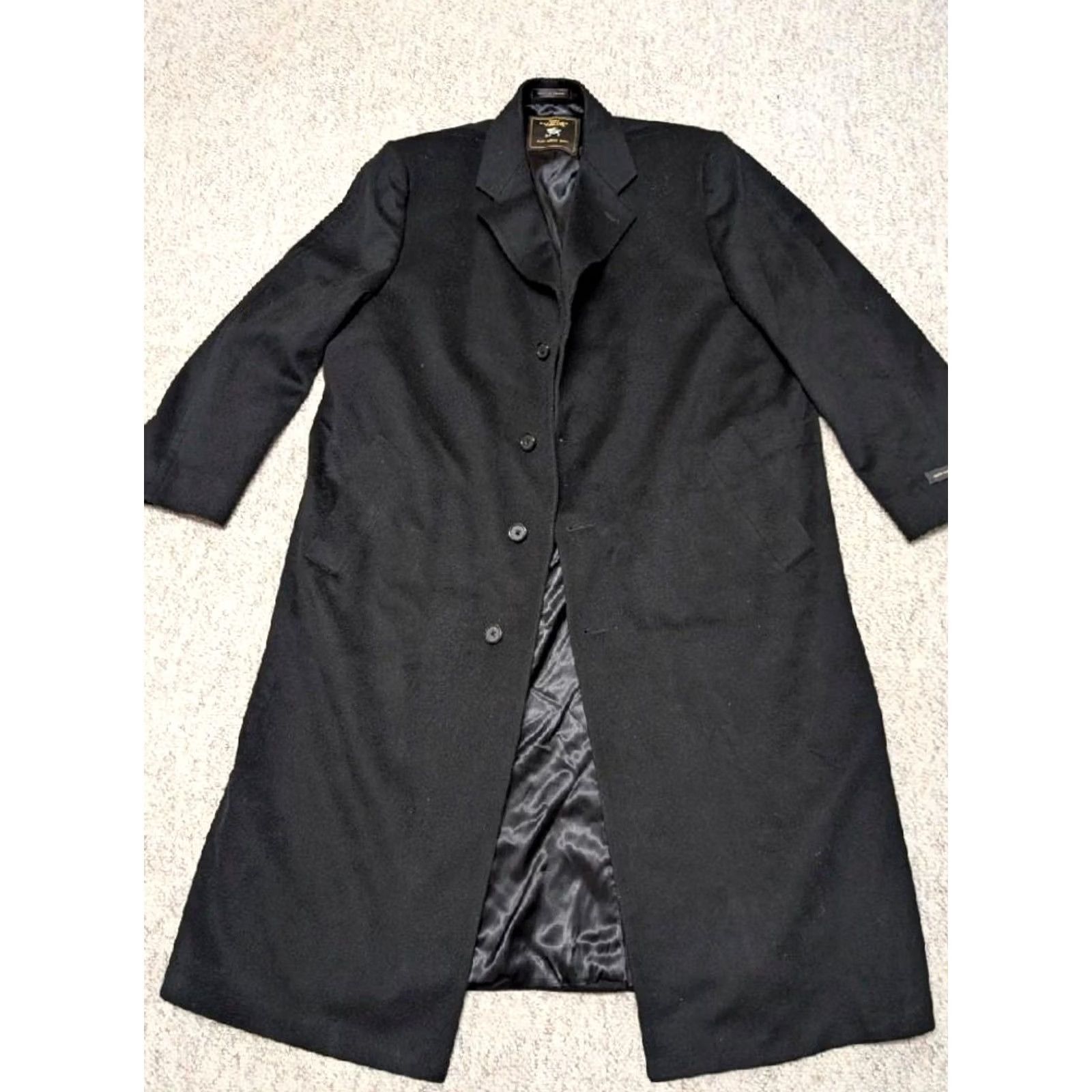 Hart Schaffner Marx VINTAGE Hart Schaffner Marx overcoat 52 black wool Flannel 3XL Coat Mens Long Size US XXL / EU 58 / 5 - 4 Thumbnail