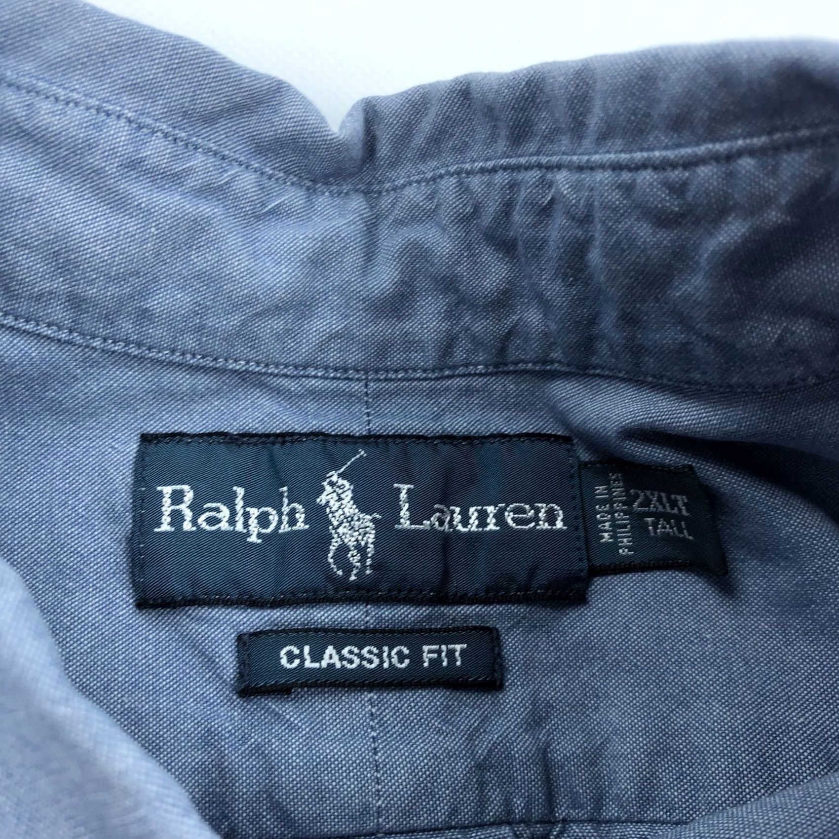 Ralph Lauren VINTAGE Ralph Lauren Shirt Polo Pony Button-Down 2XLT Tall Blue Chambray Men Size US XXL / EU 58 / 5 - 4 Thumbnail